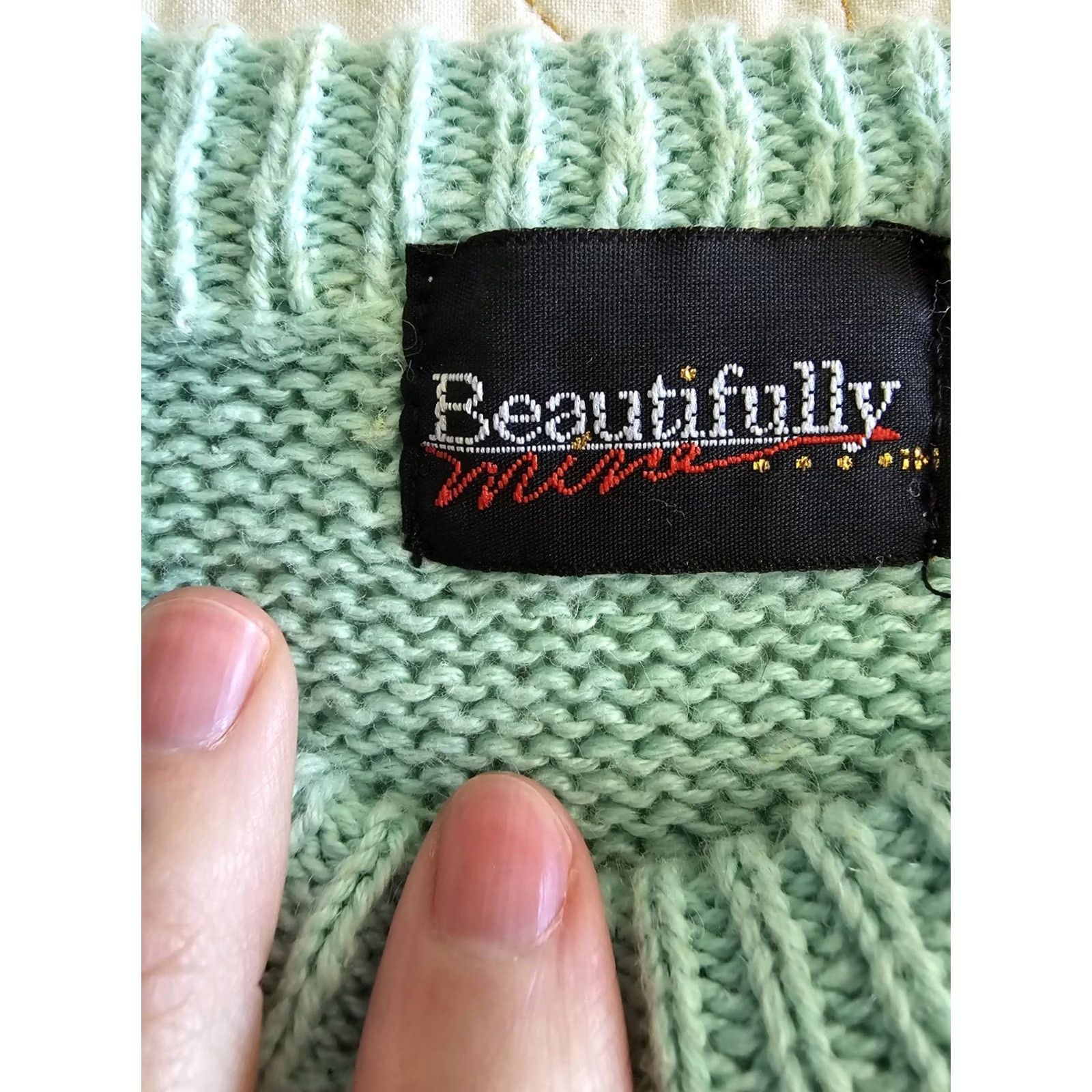 Vintage VINTAGE 80s Mint Green Beaded Heart Sweater Womens Medium Cottagecore Grandmacore Green 1980s Kitsch Teacher 1980s 1990s Size M / US 6-8 / IT 42-44 - 7 Thumbnail