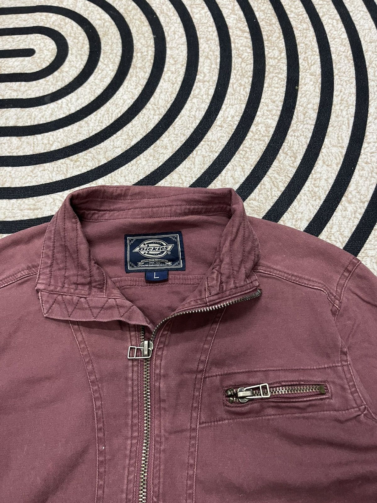Dickies × Vintage 2000s DICKIES RED ZIPPER BIKER JACKET FADED Size US L / EU 52-54 / 3 - 8 Thumbnail