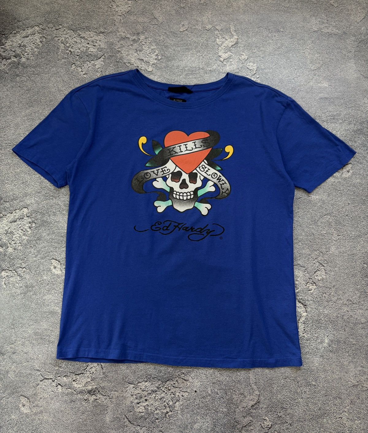 Ed Hardy Ed Hardy Love Kills Slowly Skull T-Shirt Blue XL Y2K Size US XL / EU 56 / 4 - 1 Thumbnail