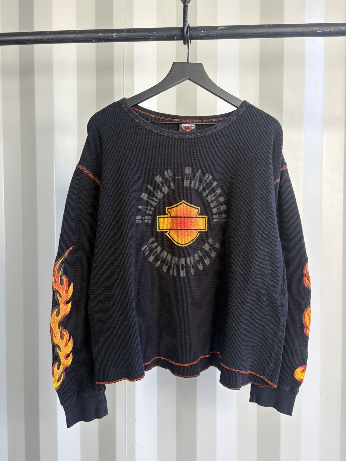 Harley Davidson Thrashed Flame Thermal Distressed Band Erd grunge WCC Faded Size US XL / EU 56 / 4 - 1 Thumbnail
