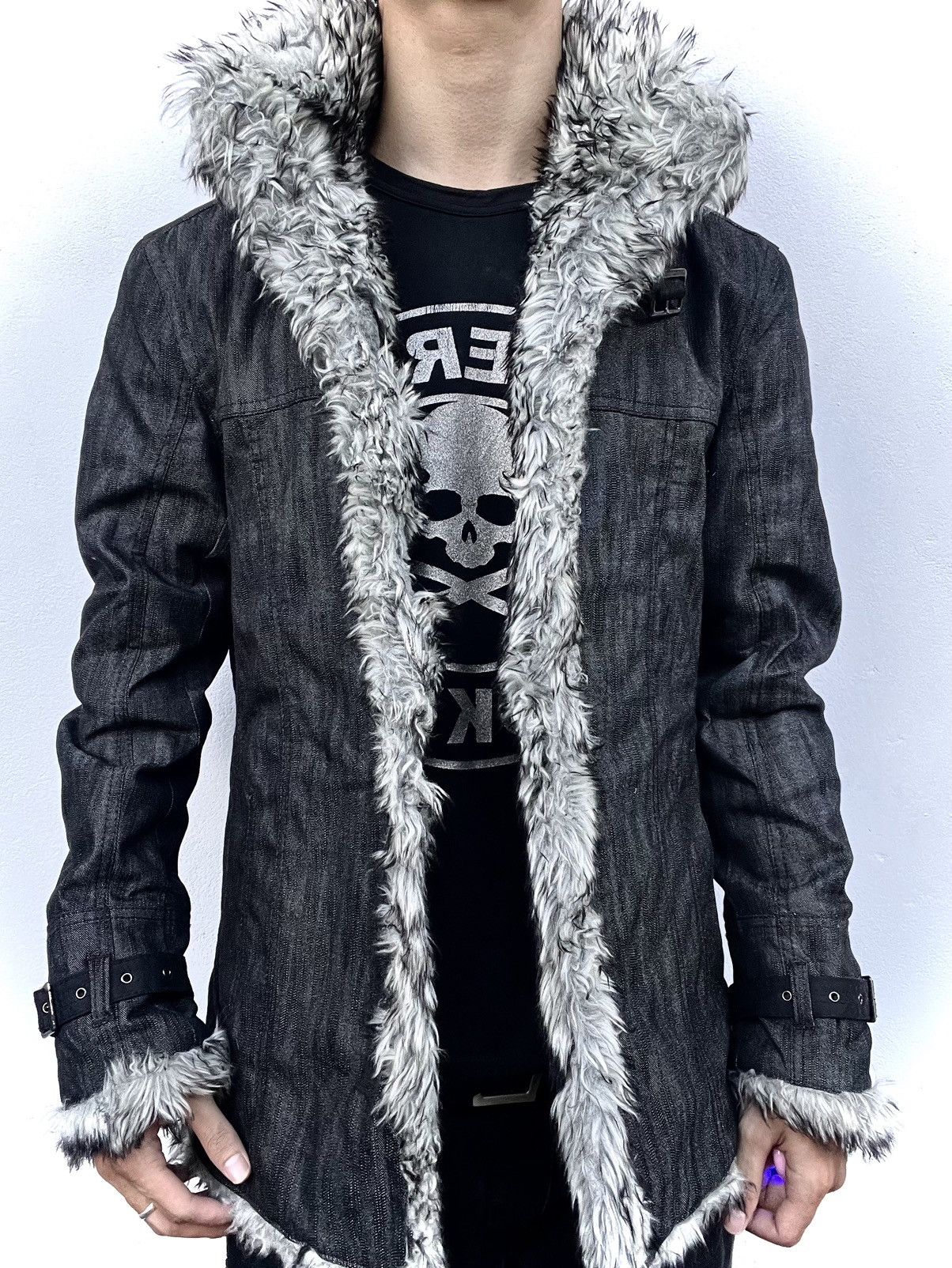 ジャケット・アウター NICOLE CLUB Y2K Shiny Fur DownJacket 48 Nicole Club 2000s Nicole Club Avant-Garde Fur Denim Jacket | Grailed