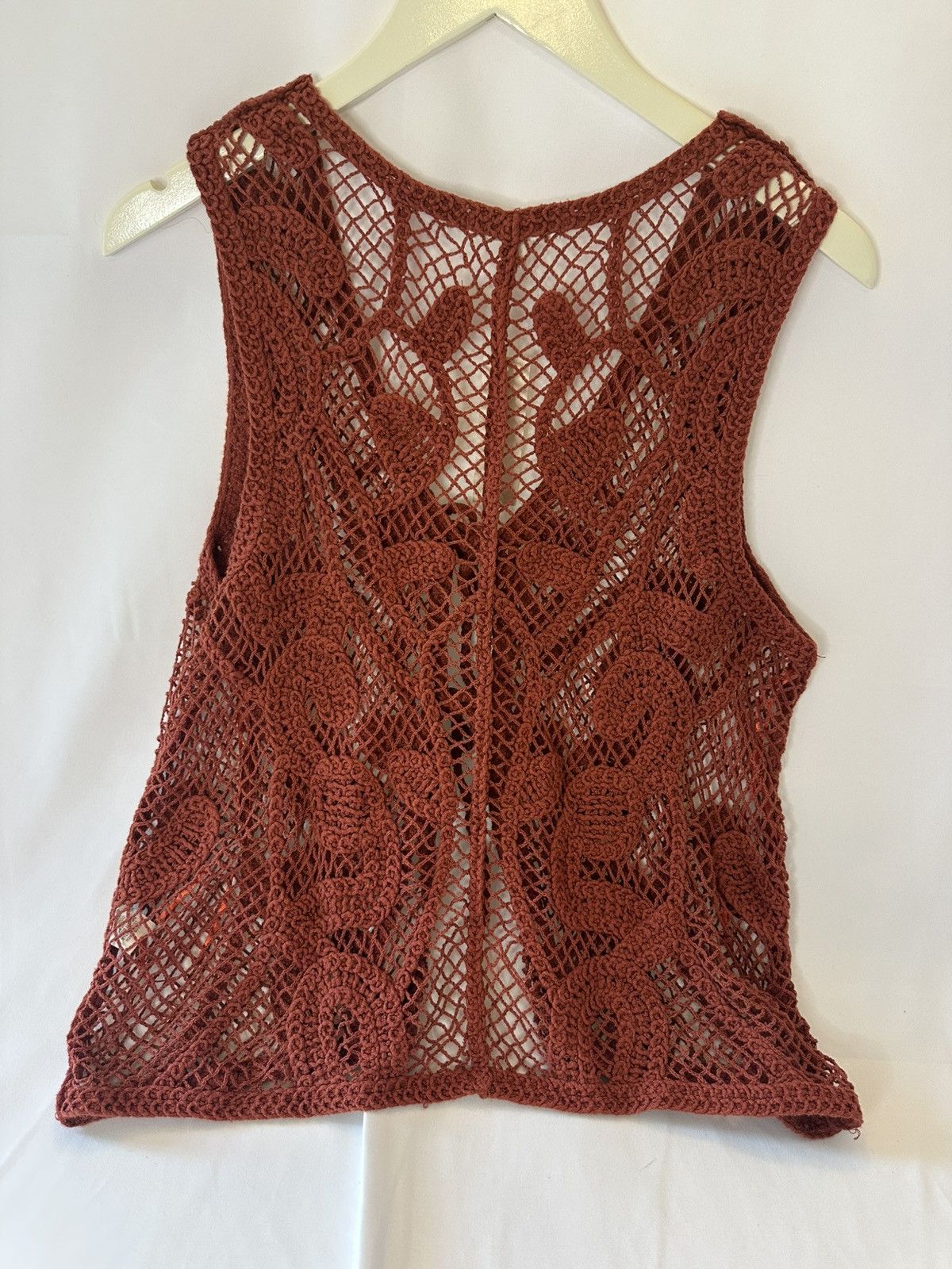 Other Adiva Open Knit Front Tie Crochet Lace Design Vest NWT Large Size L / US 10 / IT 46 - 3 Thumbnail
