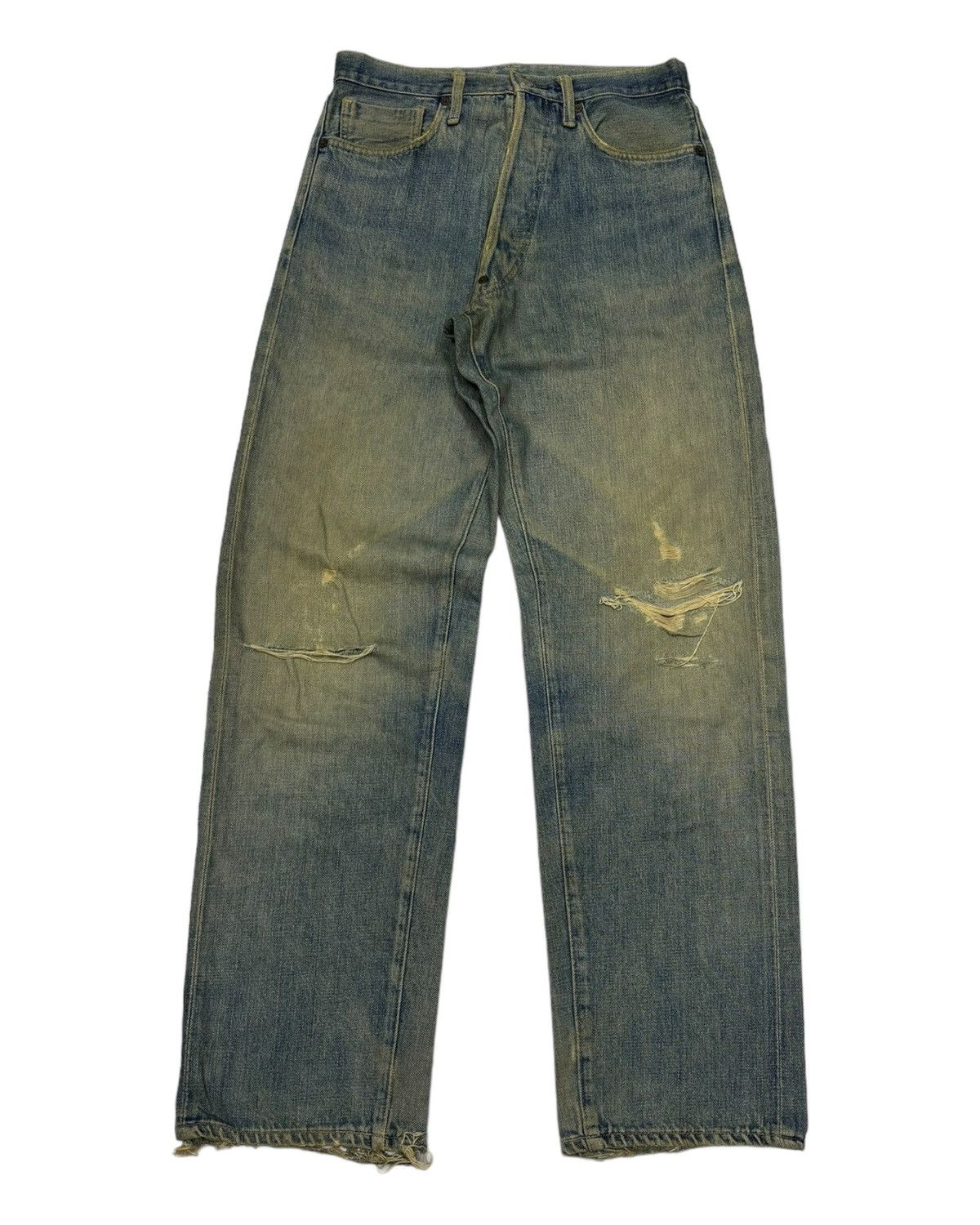 Kapital 🔥VINTAGE 70s BUCKLE BACK SELVEDGE JAPANESE DISTRESS DENIM Size US 30 / EU 46 - 3 Thumbnail