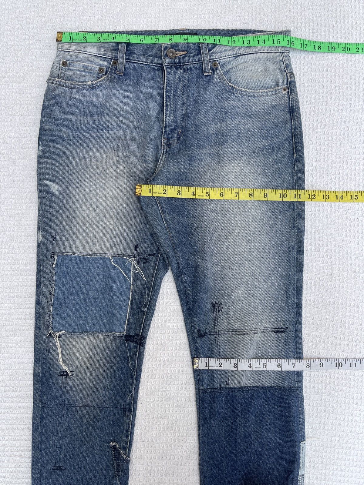Japanese Brand Rare🔥Japanese Designer 6 Rage Blue Patchwork Jeans Size US 31 - 11 Thumbnail
