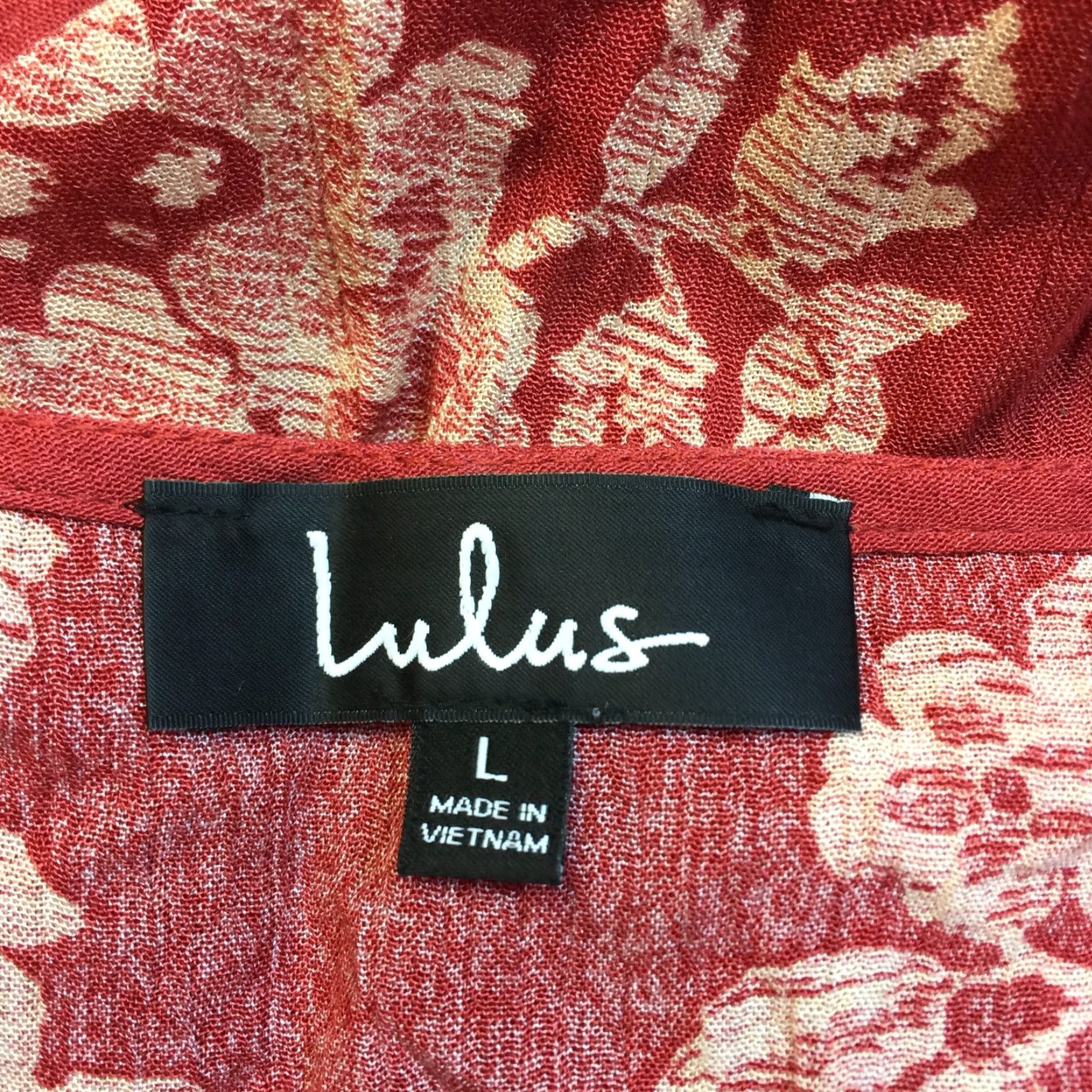 strapless open back dress Size L LULUS RUST PRINT Dress