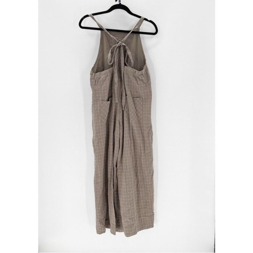 Other Easel brown windowpane adjustable wide leg jumpsuit size S Size 27" / US 4 / IT 40 - 2 Thumbnail