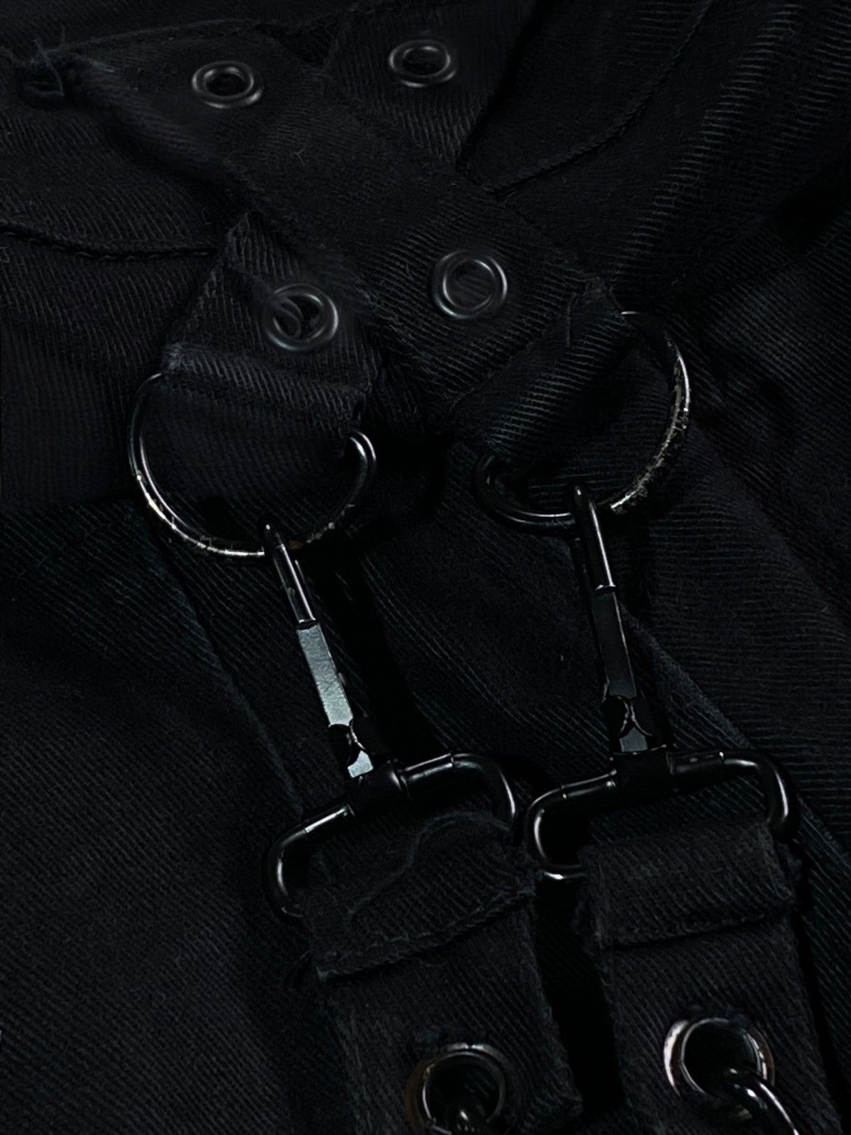 Other 🔥 Y2k GOTHICANA BLACK STRAP PANTS CHAINS CYBER RAVE VIBES Size US 32 / EU 48 - 8 Thumbnail
