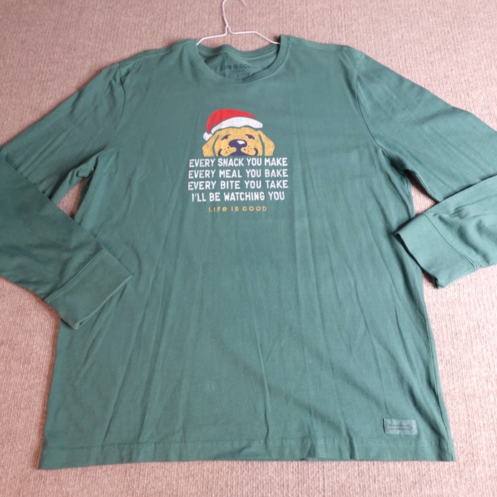 Life is Good Life is Good Shirt Long Sleeve Green Christmas Men L Green Crew Neck Christmas Theme Regular Size Life is Good Shirt Size US L / EU 52-54 / 3 - 2 Thumbnail