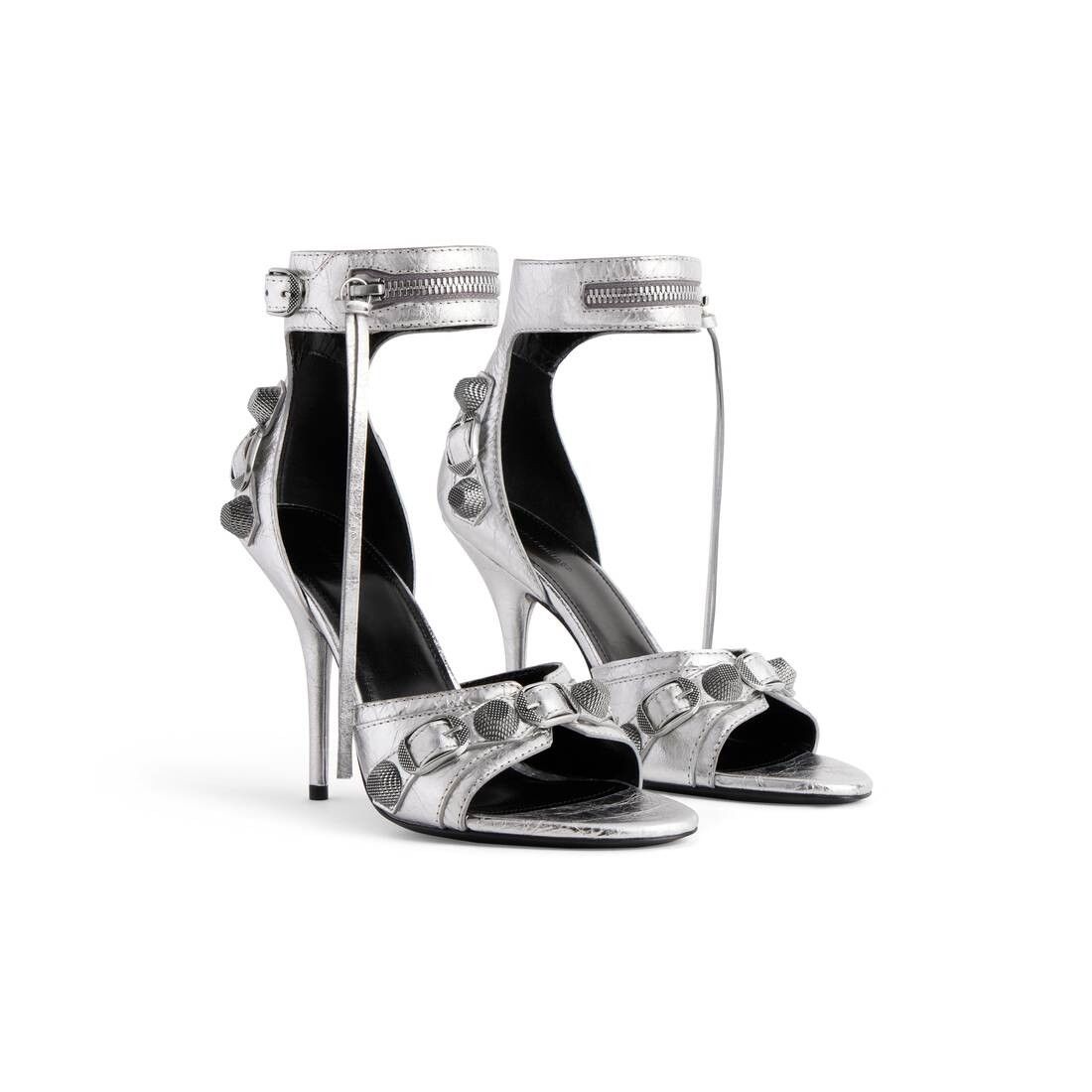Balenciaga o1w1db10625 Cagole 110mm Sandals Metallized in Silver Size US 9 / IT 39 - 2 Thumbnail