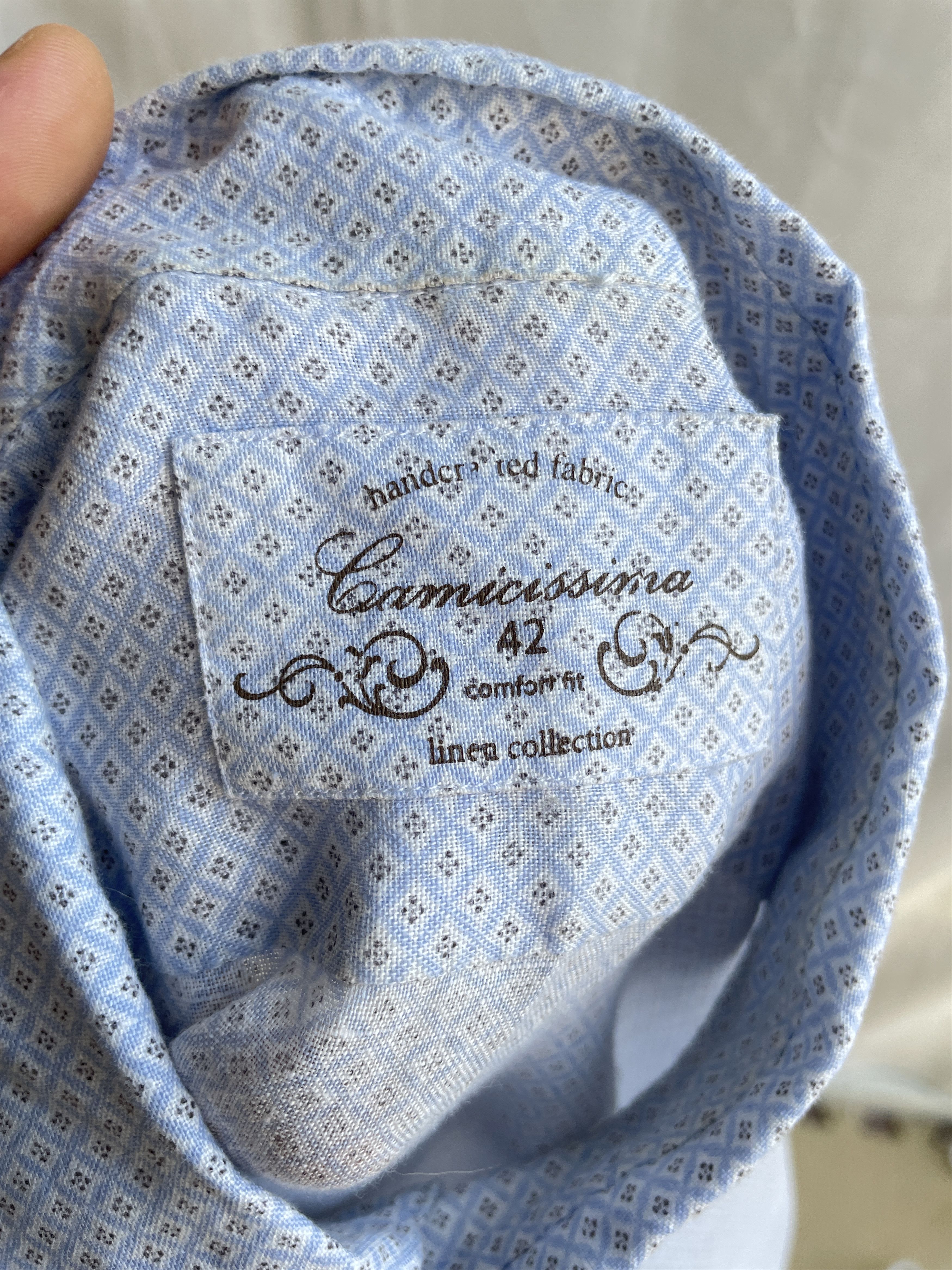 Other Camicissima Linen Comfort Fit Geometrical Dress Shirt Size 42R - 7 Thumbnail