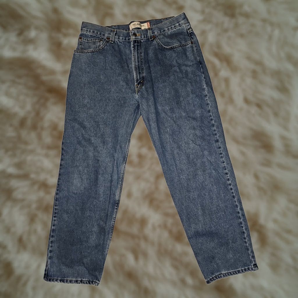 Levi's Levi's 550 Jeans Men 38x28 Regular Mid Rise Straight Blue Denim Grunge 90s Style, Belt Loop Off, Good Used Condition Size US 38 / EU 54 - 1 Thumbnail