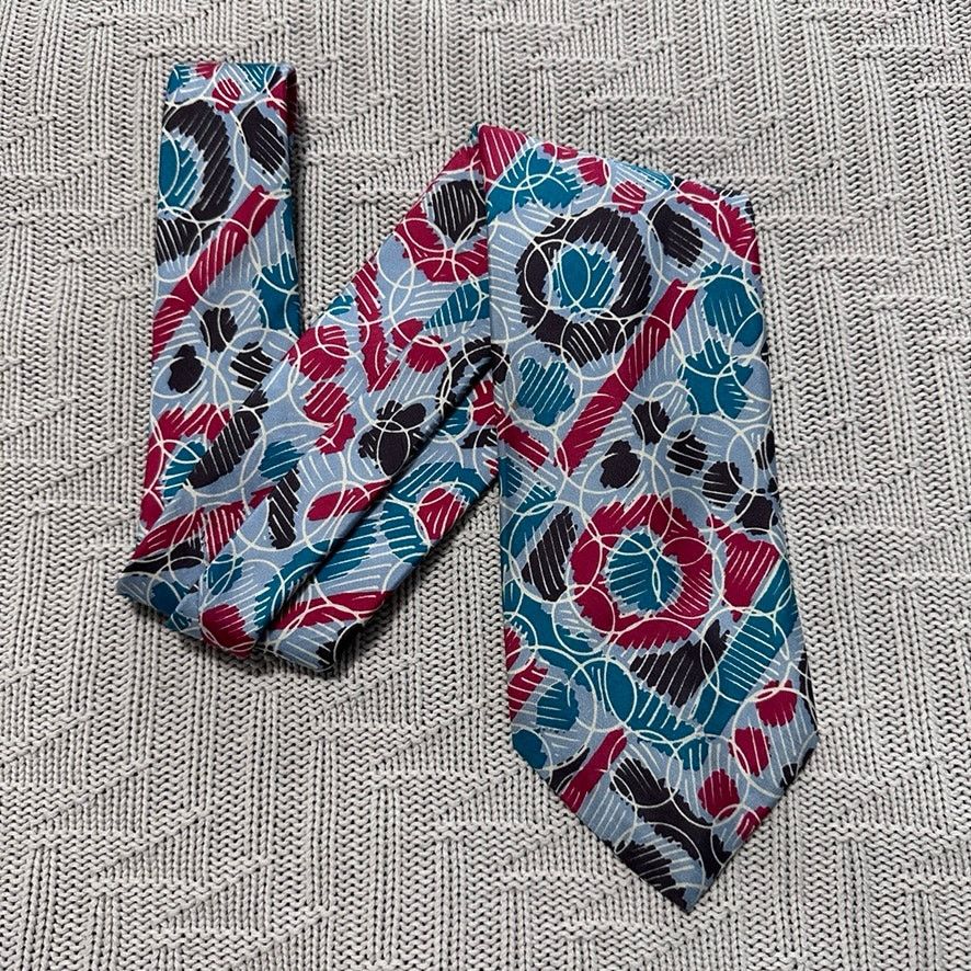 Vintage Vintage 70s turquoise and red abstract printed tie Size ONE SIZE - 1 Thumbnail