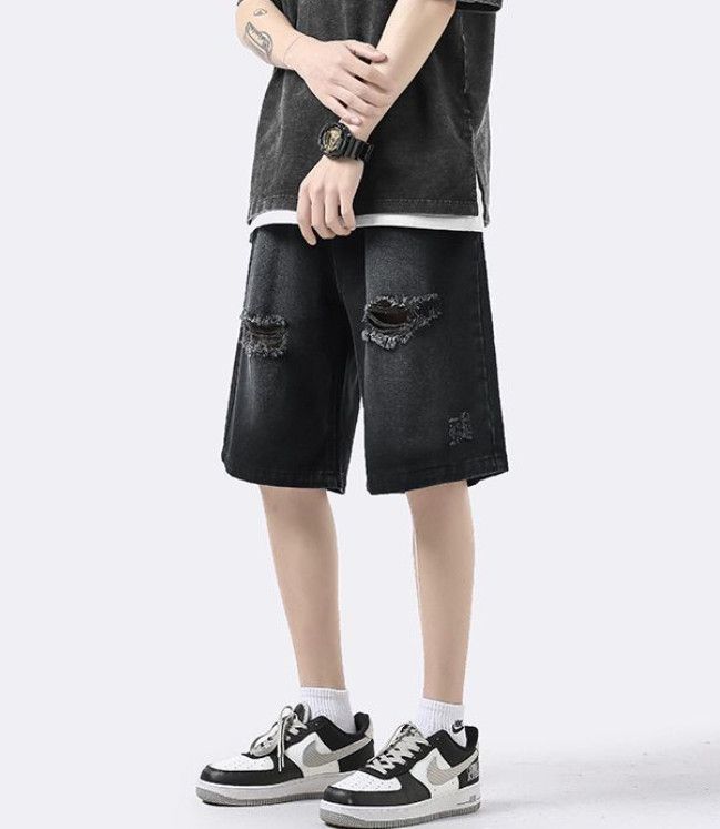 Japanese Brand Men's American high street distressed ripped denim shorts Size US 32 / EU 48 - 4 Thumbnail