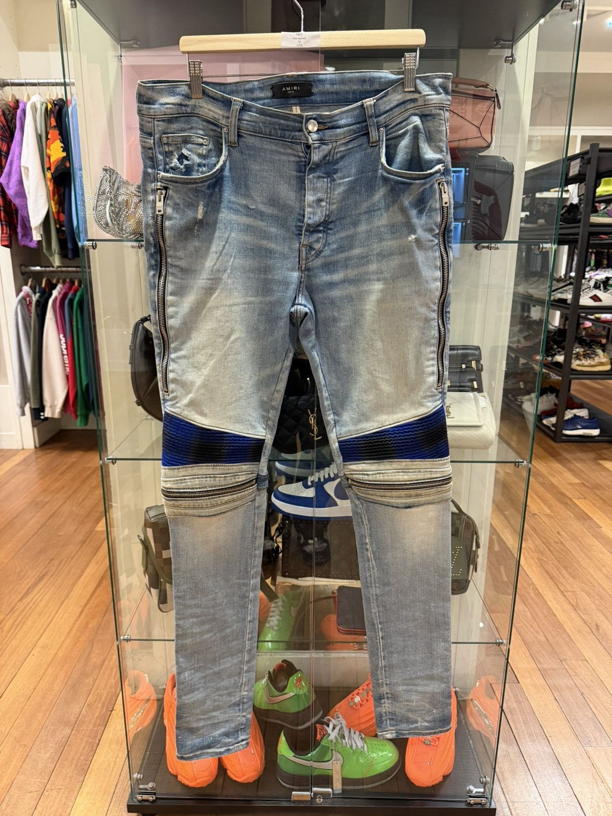 Amiri Amiri Mx2 Blue Plaid Patch Denim Jeans - Clay Indigo Size US 36 / EU 52 - 1 Thumbnail