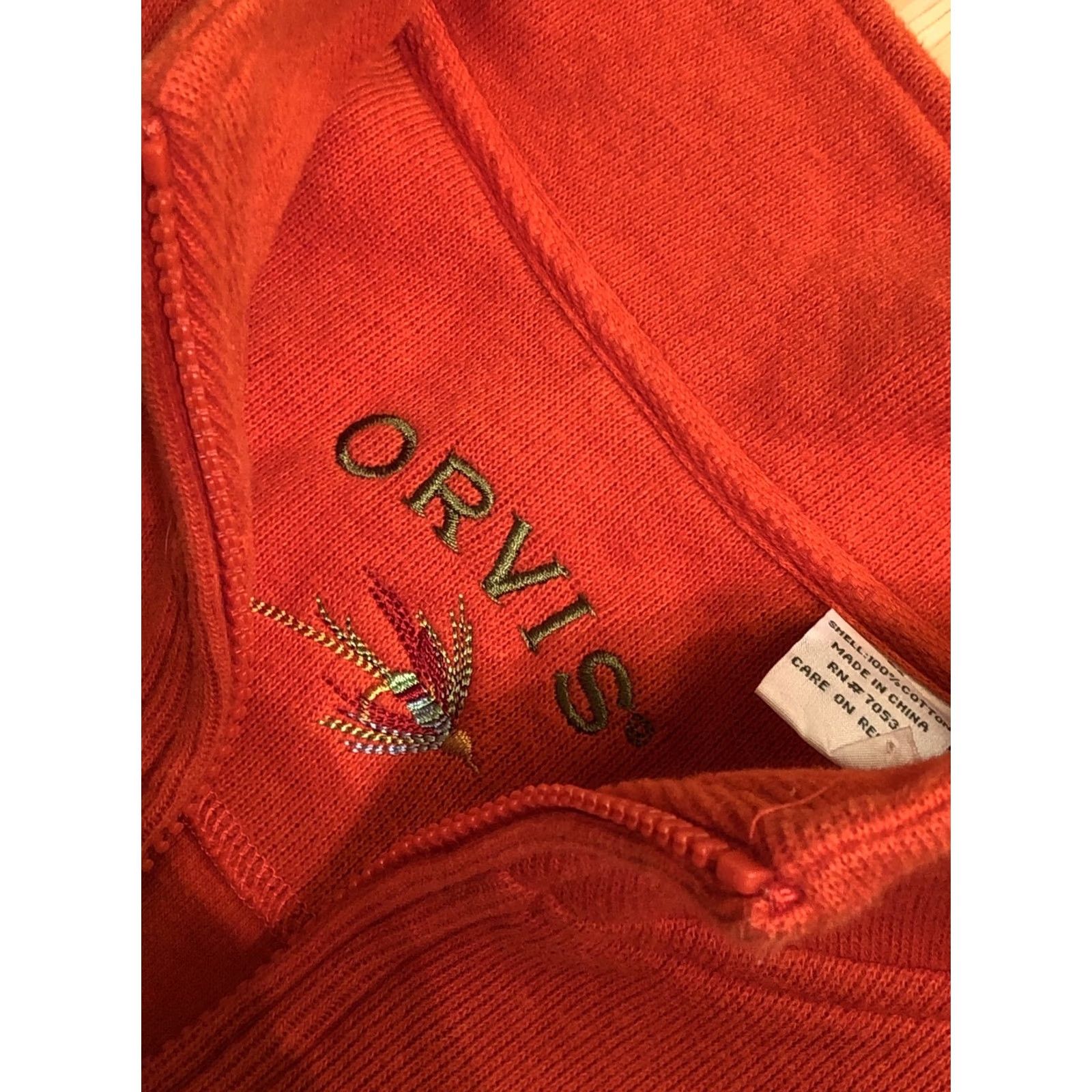 Orvis Orvis Sweatshirt Mens Size L Orange 1/4 Zip Pullover Knit Cotton Long Sleeve Logo Casual Fall Winter Spring Colorful Regular Shirt Size US L / EU 52-54 / 3 - 3 Thumbnail