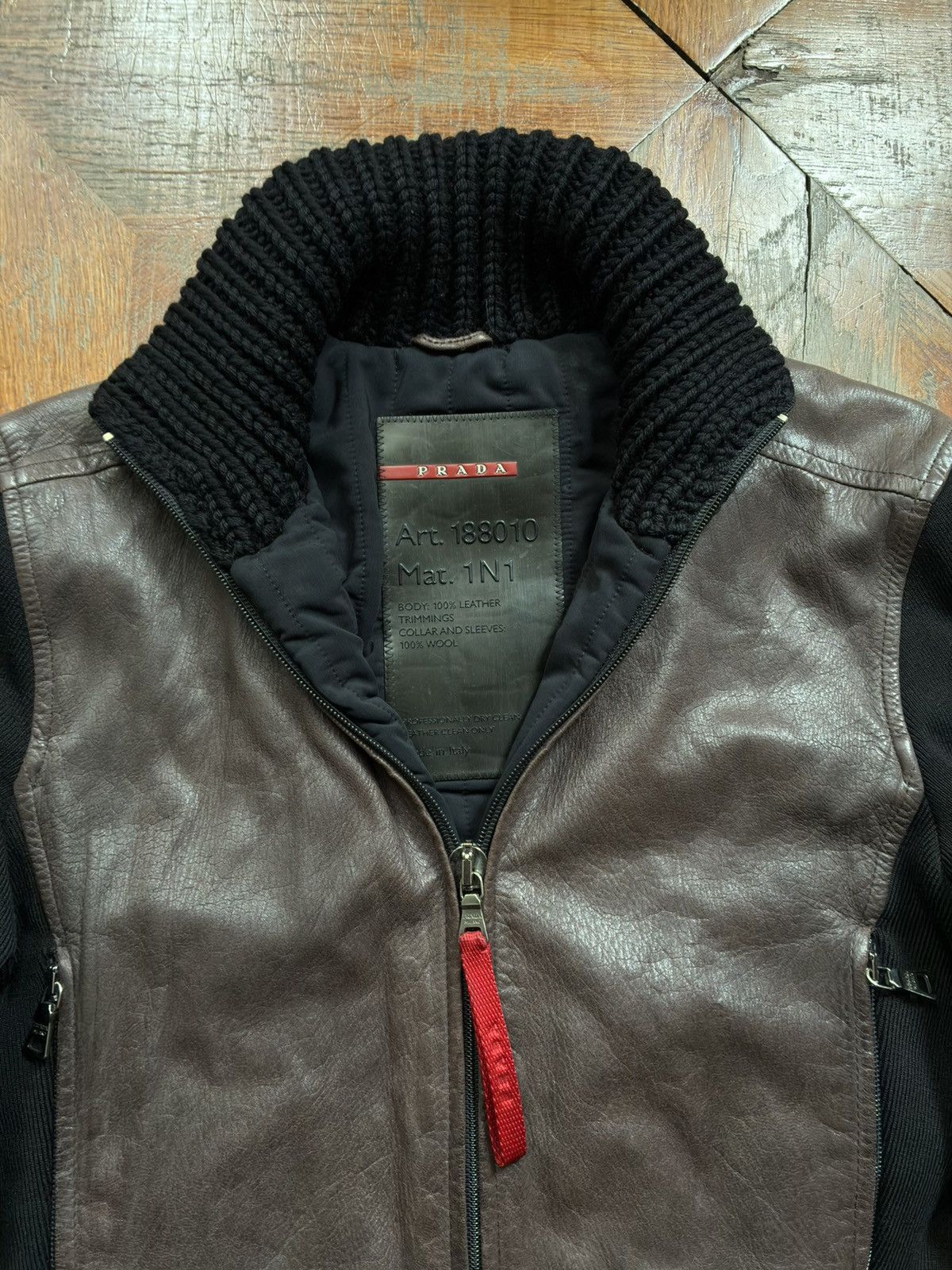 Prada 2000s Prada Milano Leather/Wool hybrid biker jacket Size US S / EU 44-46 / 1 - 2 Thumbnail