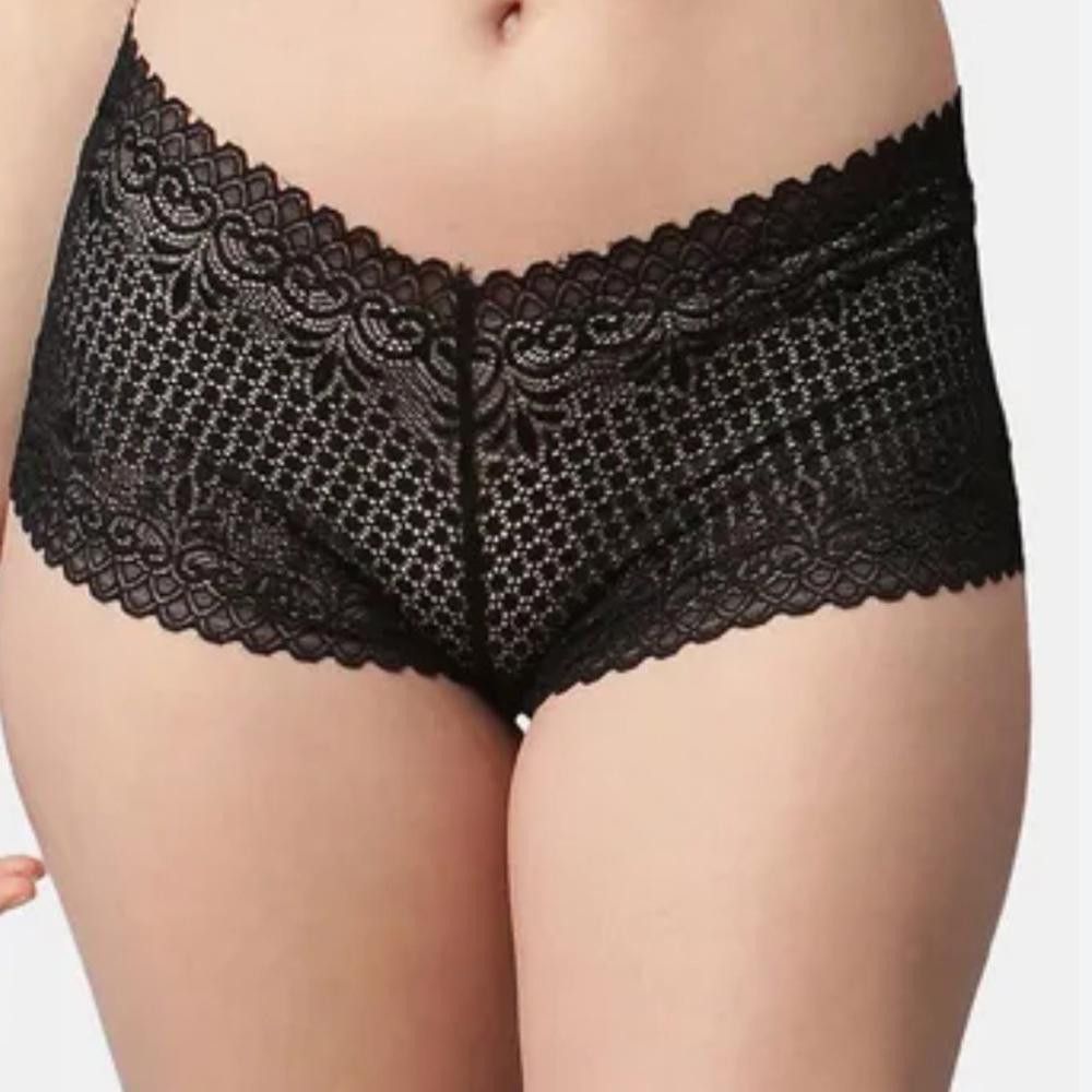 Designer Rosa l NWT Black Sheer lace Boyshort Panties Small Size ONE SIZE - 1 Thumbnail
