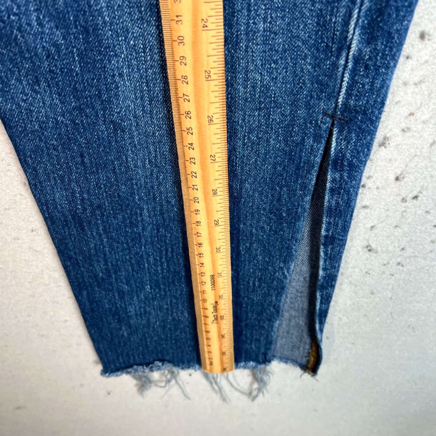 Asos ASOS Denim Jeans Womens Size 30 x 32 Blue Frayed Split Hem Jeans Womens Size 30 Blue Denim Straight High Rise Size 30" / US 8 / IT 44 - 6 Thumbnail