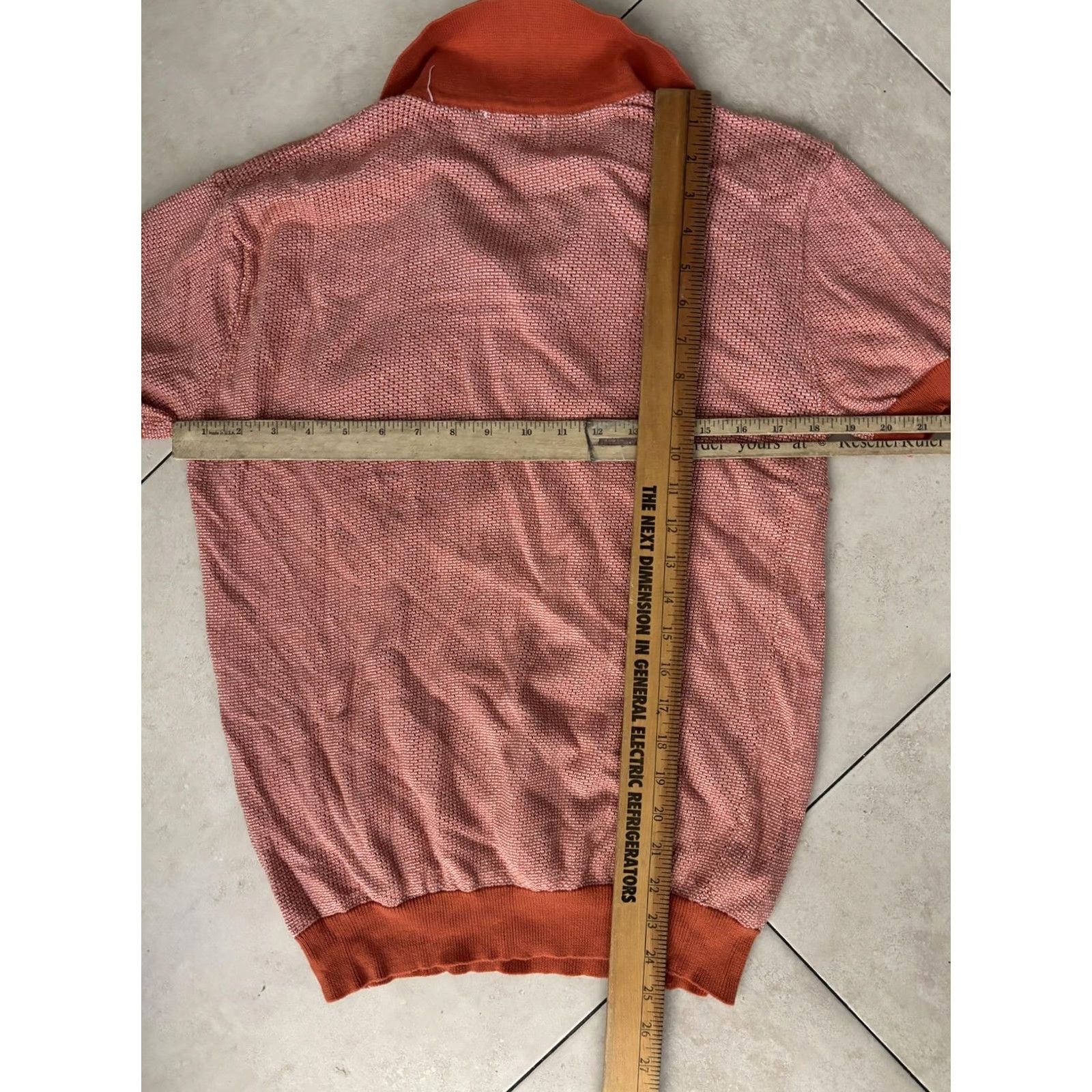 Vintage OXKNITSTOR Polo Shirt Mens Small Orange Textured Knit Short Sleeve Pocket Collar Size US S / EU 44-46 / 1 - 5 Thumbnail