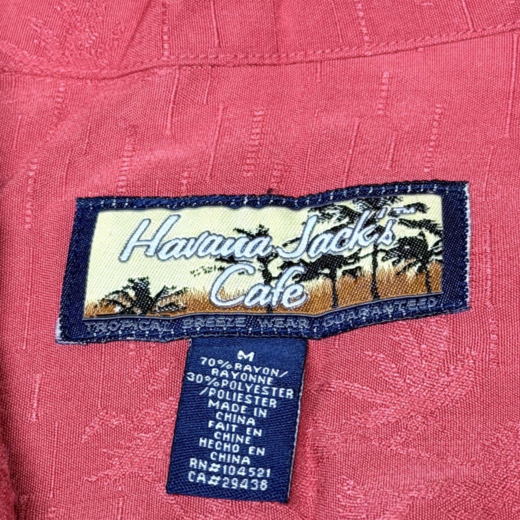 Vintage Havana Jack's Cafe Shirt Mens Medium Pink Palm Tree Camp Hawaiian Button Front Tropical Graphic Print Size US M / EU 48-50 / 2 - 7 Thumbnail