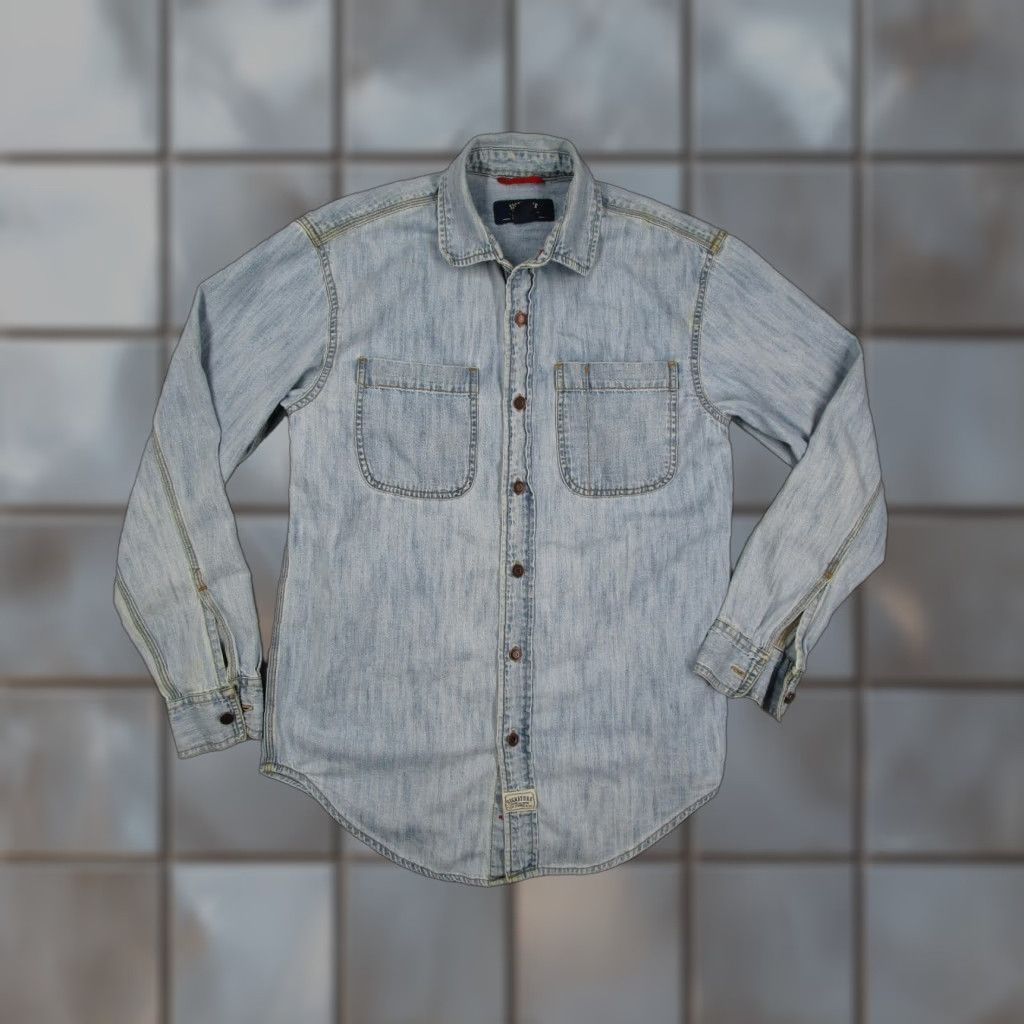 Levi's VINTAGE Levi's Signature Shirt Mens Small Blue Denim Button-Up Workwear 90s Cowboy Retro Light Blue Stonewash Mens Size US S / EU 44-46 / 1 - 1 Thumbnail