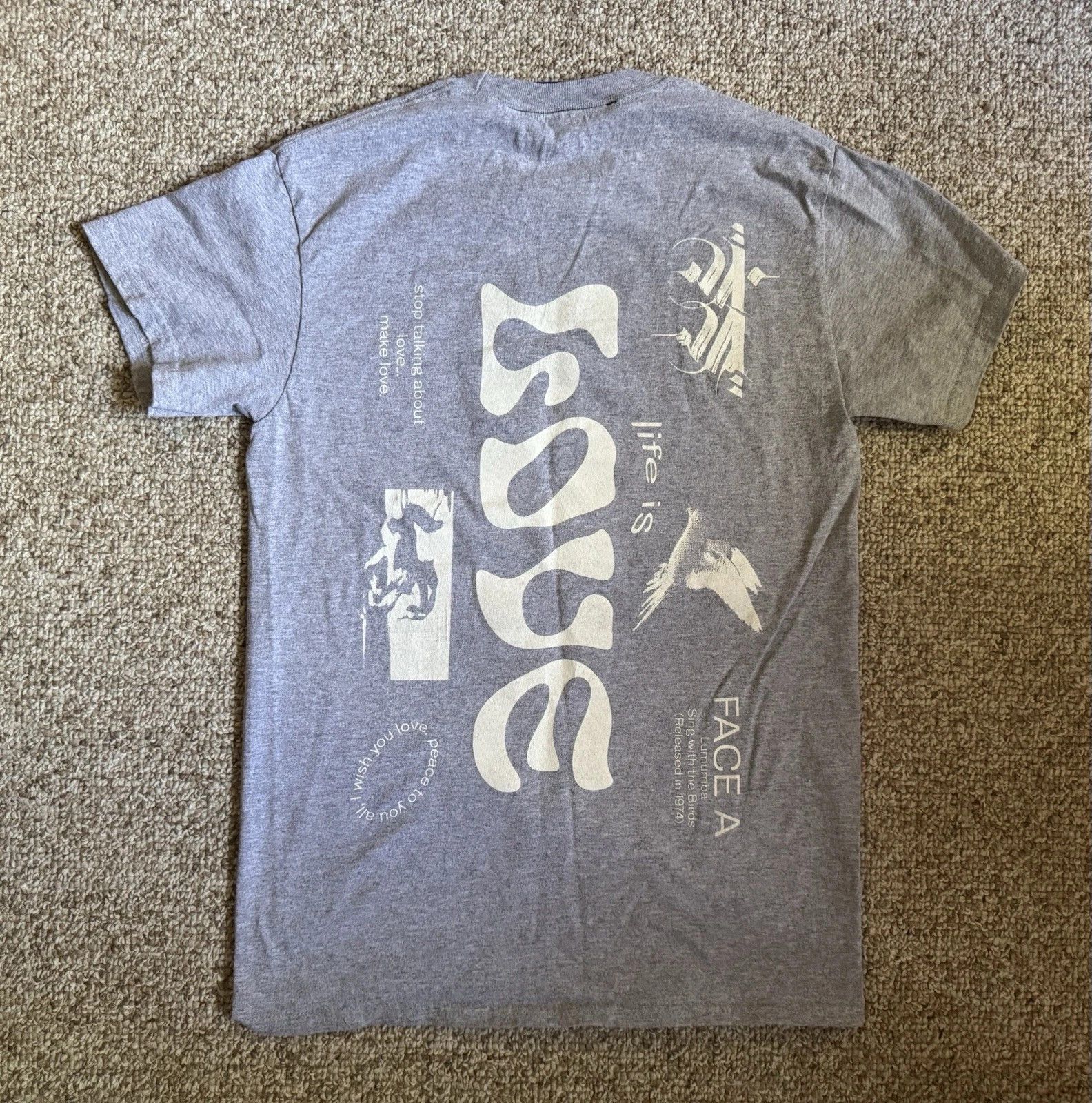 18 East × ALL CAPS STUDIO “Tangible Object” Peace & Love Gray Shirt (Small) Size US S / EU 44-46 / 1 - 4 Thumbnail