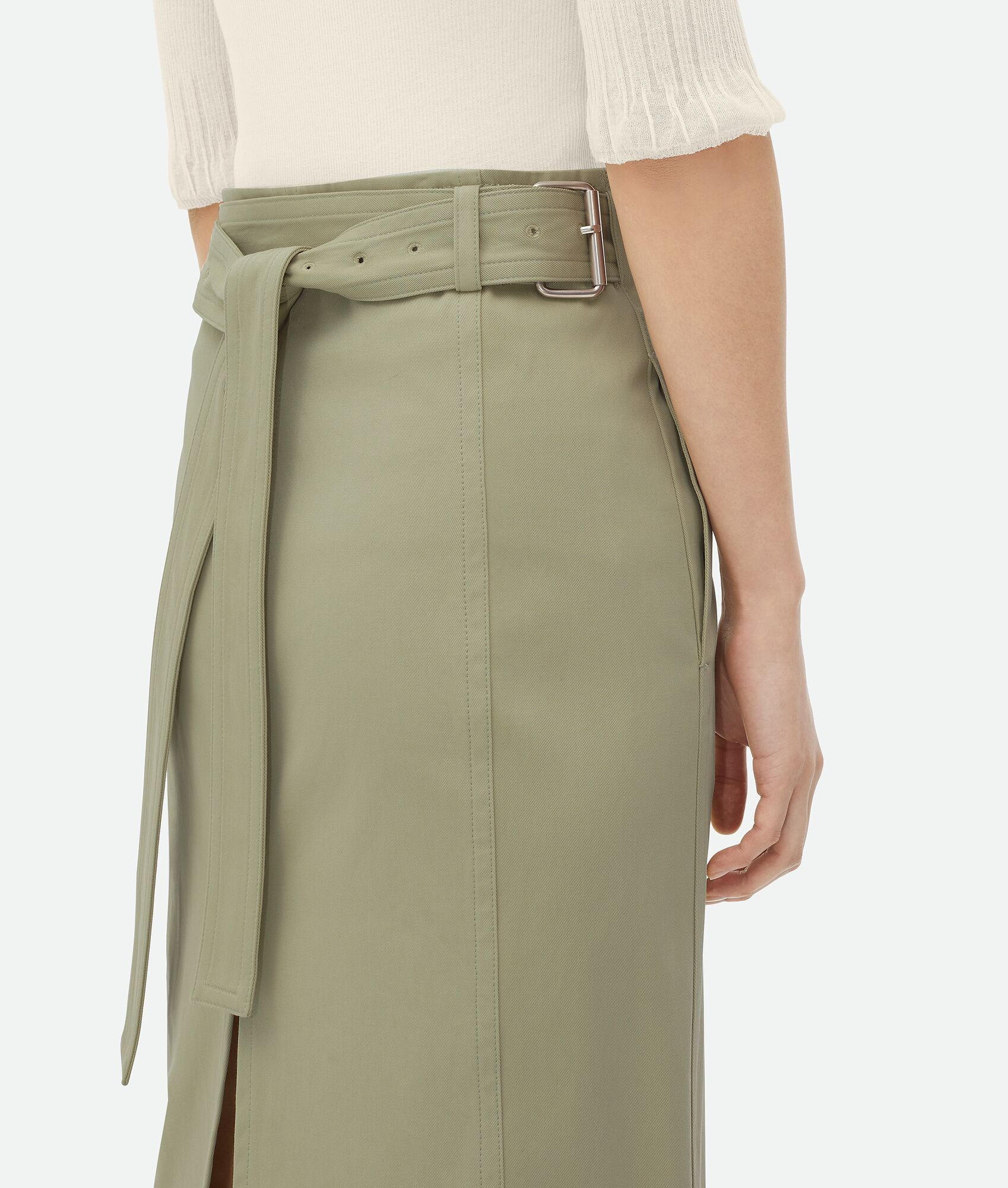 Bottega Veneta o1n1vont0625 Cotton Twill Midi Skirt in Travertine Size 27" / US 4 / IT 40 - 4 Thumbnail