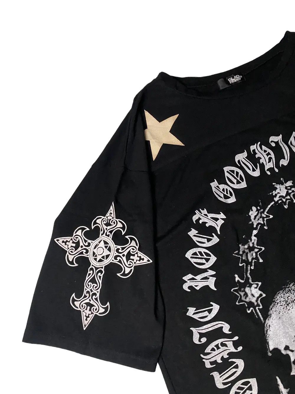 If Six Was Nine 2000's Glad News Star Skull Cross Shirt Size US XL / EU 56 / 4 - 4 Thumbnail