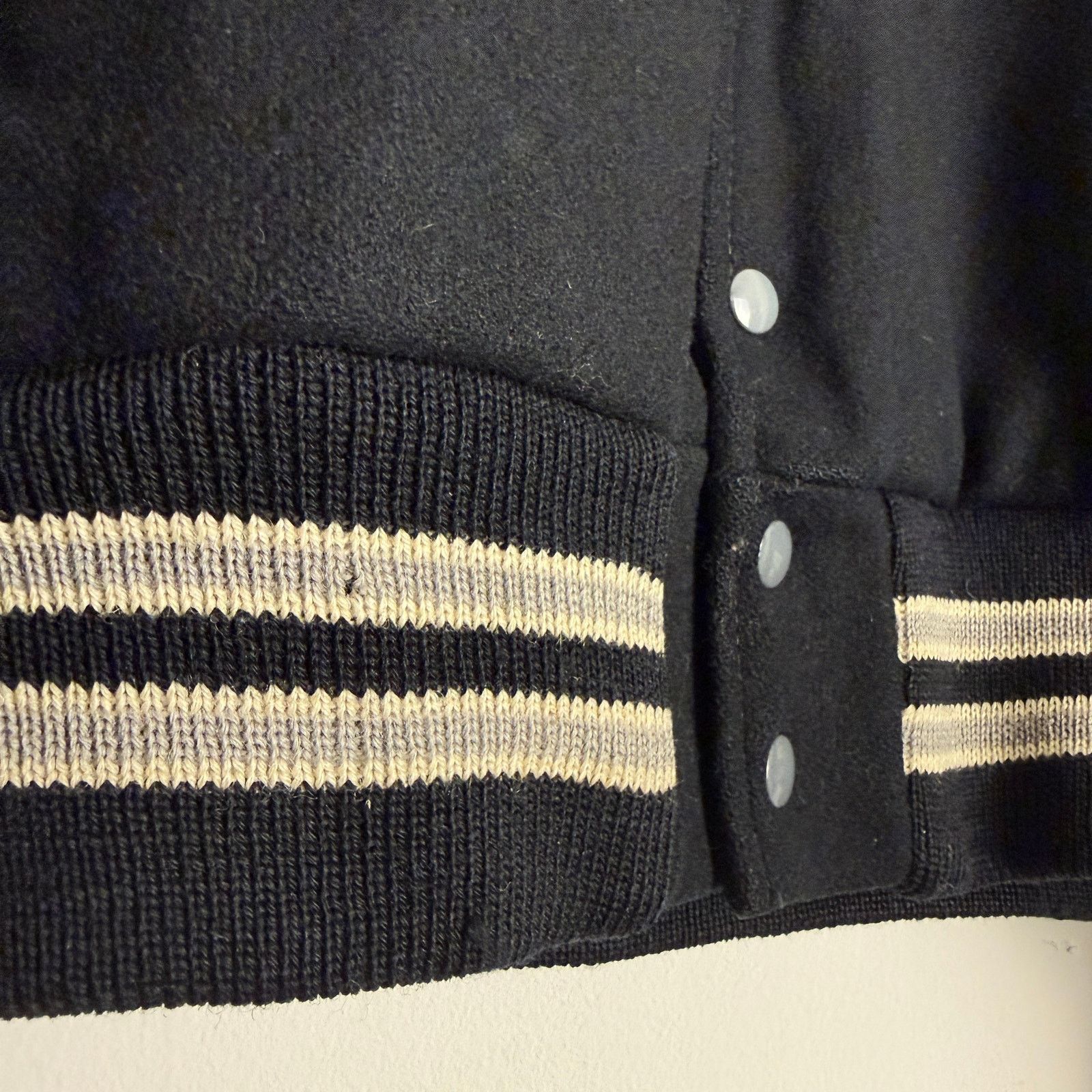Vintage Vintage 50s Wool Leather Varsity Jacket Shawl Collar Large Size US L / EU 52-54 / 3 - 3 Thumbnail