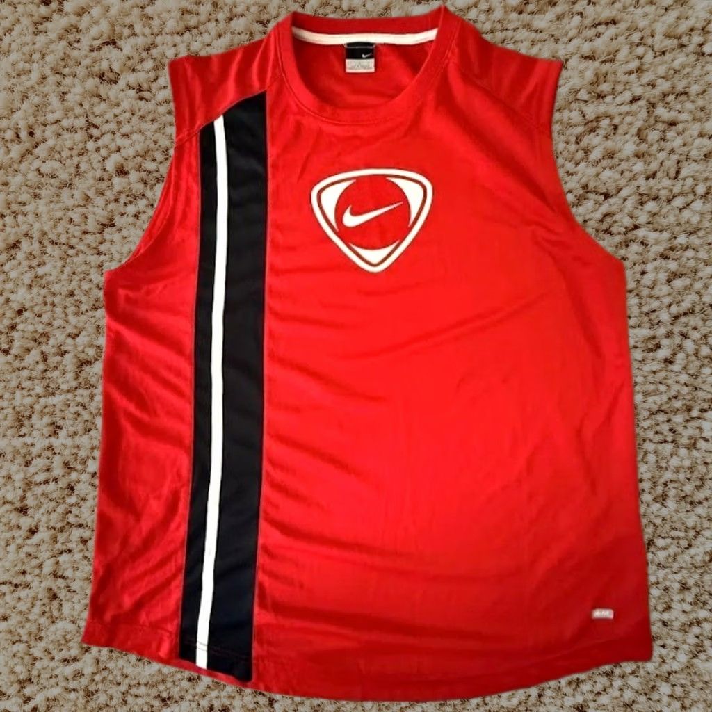 Nike Tank Mens 1XL Red Athletic Dri-Fit Logo Jersey Activewear, Men's