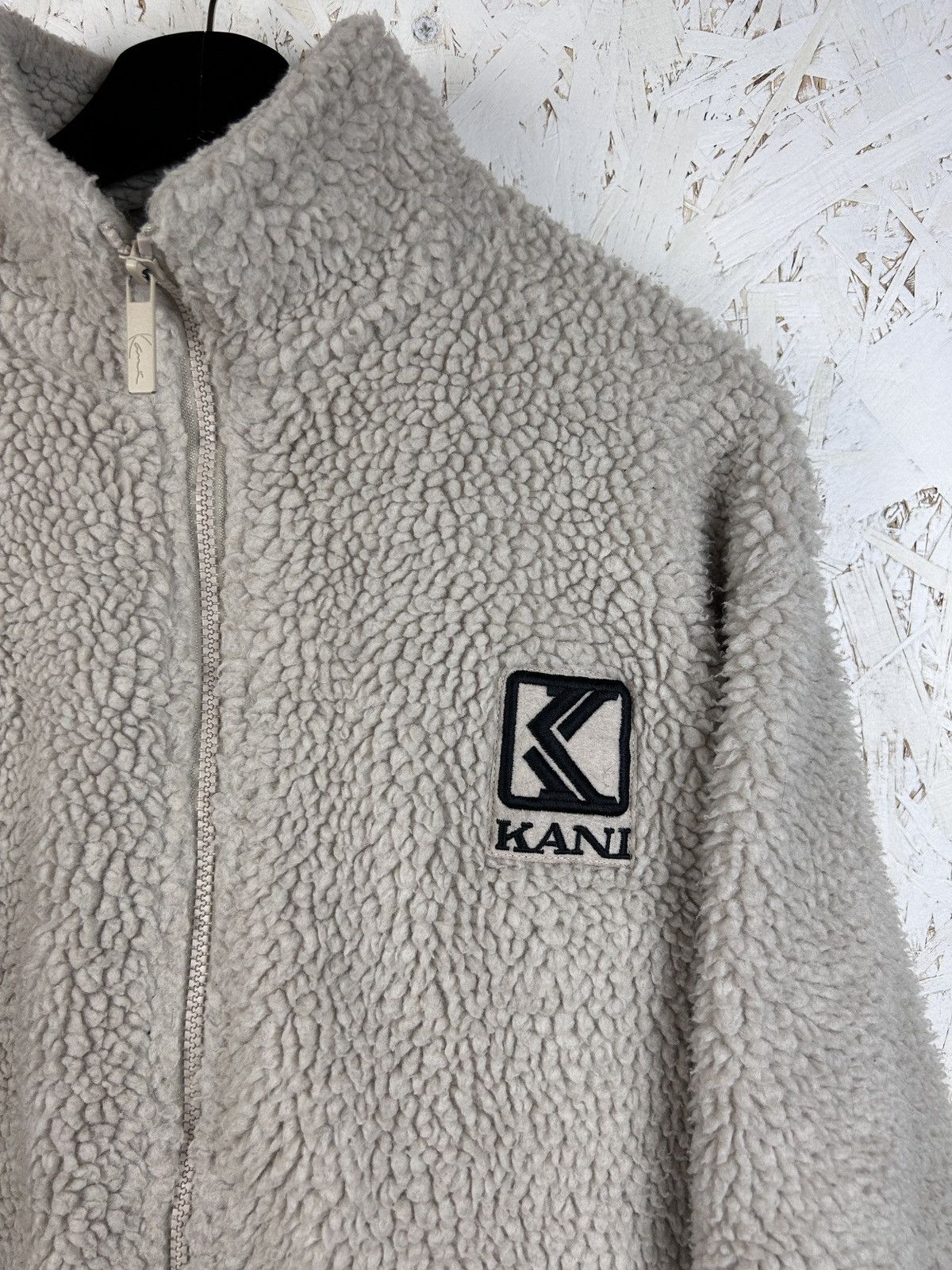 Karl Kani Karl Kani Big Logo Sherpa Fleece Jacket In Beige Size US M / EU 48-50 / 2 - 5 Thumbnail