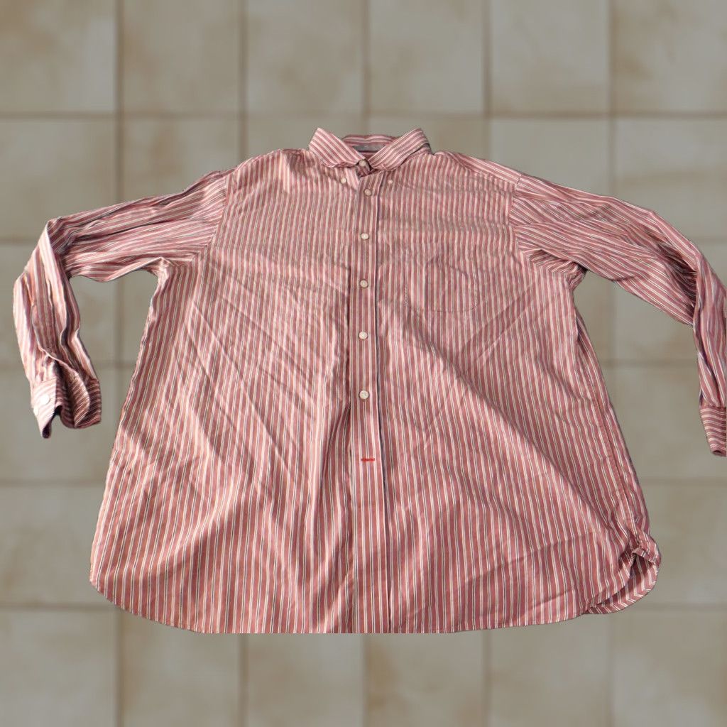 Cremieux Daniel Cremieux Shirt Button-Up XL Red Striped Knit Cotton Regular Mens Size US XL / EU 56 / 4 - 1 Thumbnail