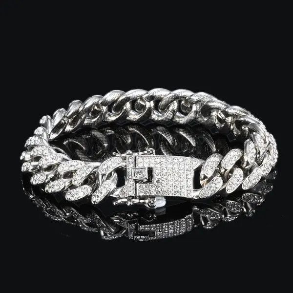 Designer × Jewelry Titanium Steel CZ Link Chain Bracelet for Men Women Size ONE SIZE - 1 Thumbnail