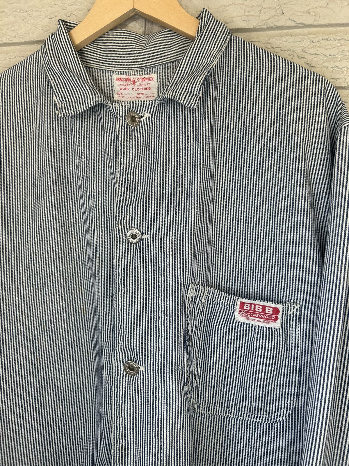Vintage Vintage 60s Big B Brotherhood Hickory Striped Chore Jacket Size US L / EU 52-54 / 3 - 4 Thumbnail