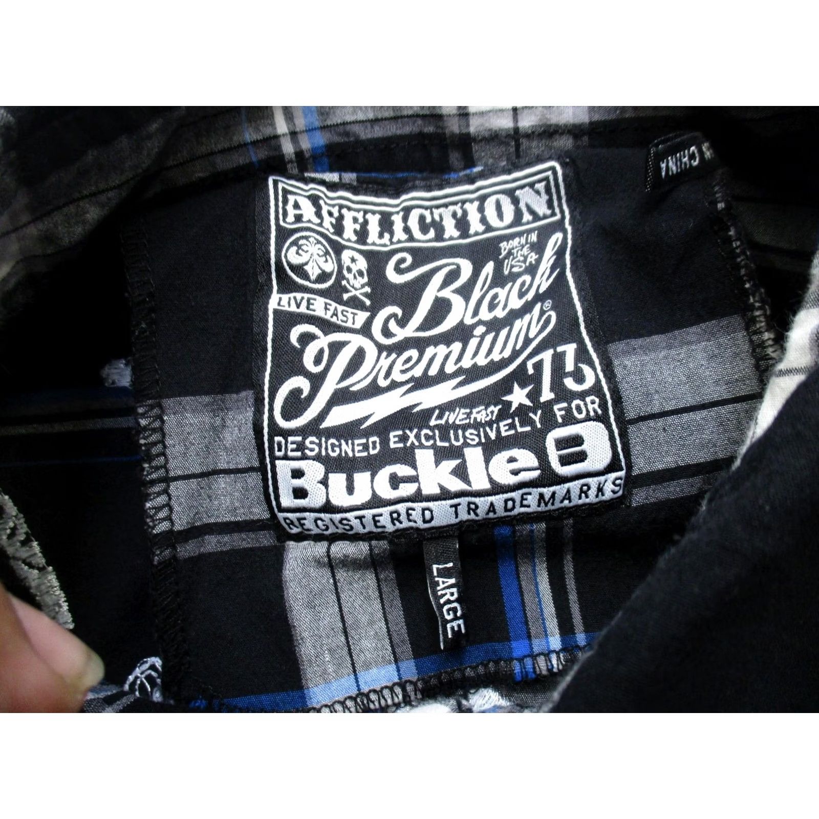 Affliction Affliction Shirt Mens L Black Plaid Long Sleeve Button Up Embroidered Western Size US L / EU 52-54 / 3 - 3 Thumbnail