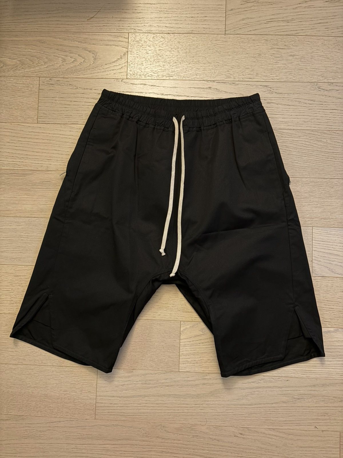 Rick Owens FW17 Glitter Basket Swinger Shorts Cotton Blend Black