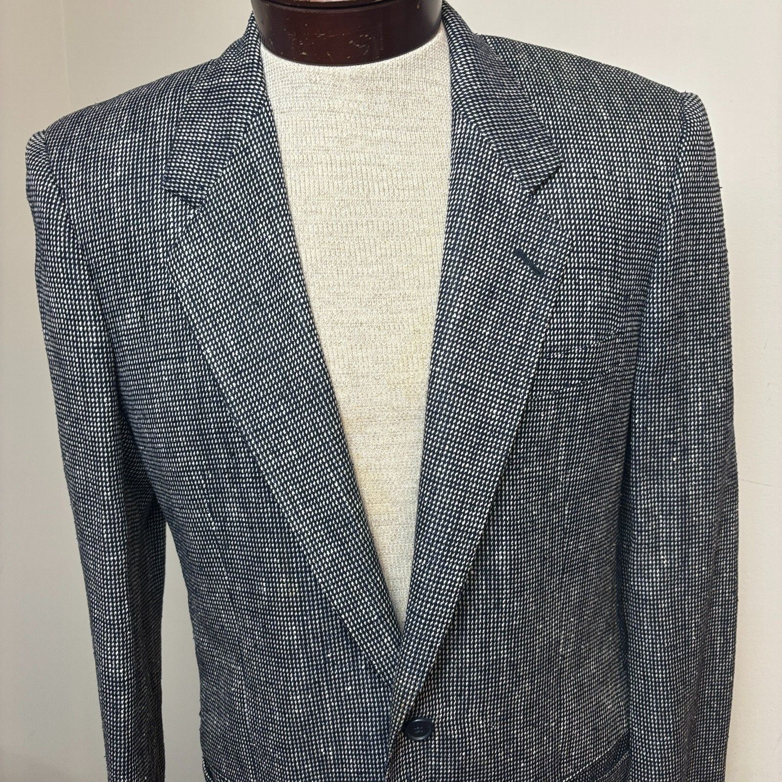 Other Louis Raphael Men's 37-38R Sport Coat Blazer Black White Sil Size 38R - 2 Thumbnail
