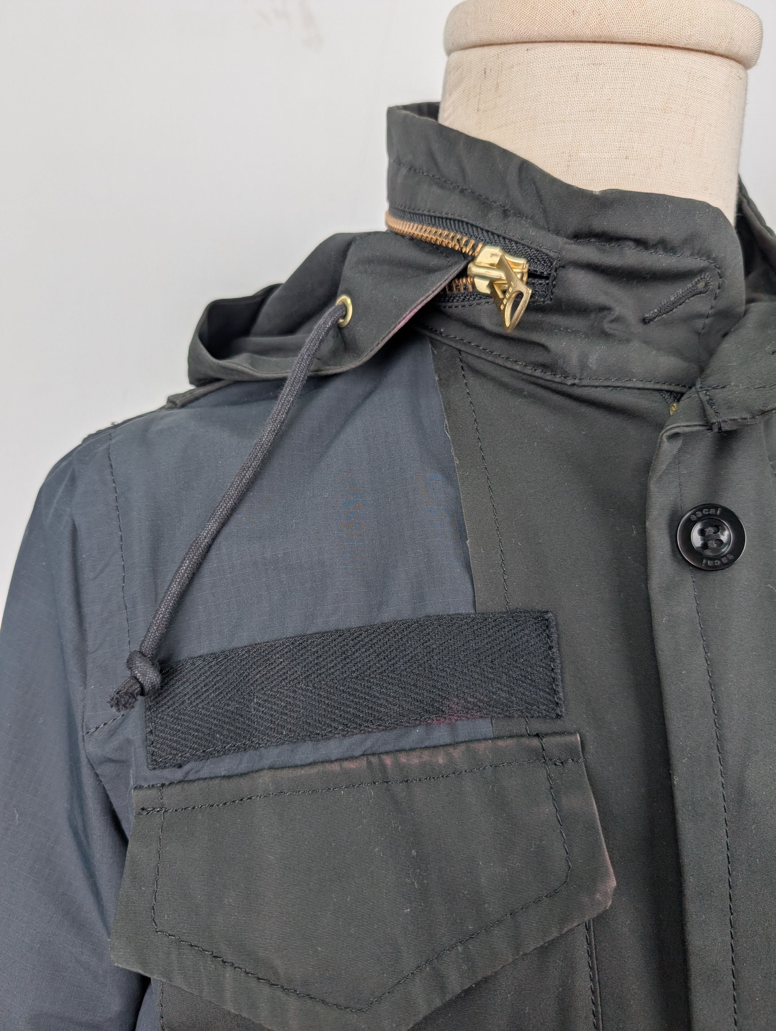 Sacai Sacai Black Deconstructed Military Hooded Jacket Size S / US 4 / IT 40 - 4 Thumbnail