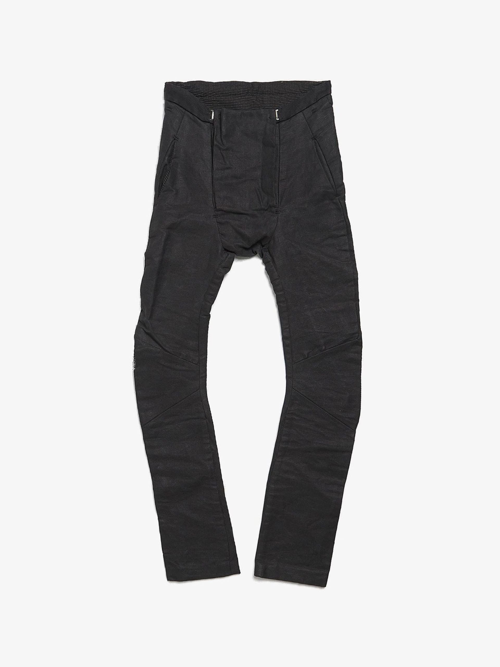 image of Boris Bidjan Saberi Black Waxed Cotton Pants, Men's (Size 27)