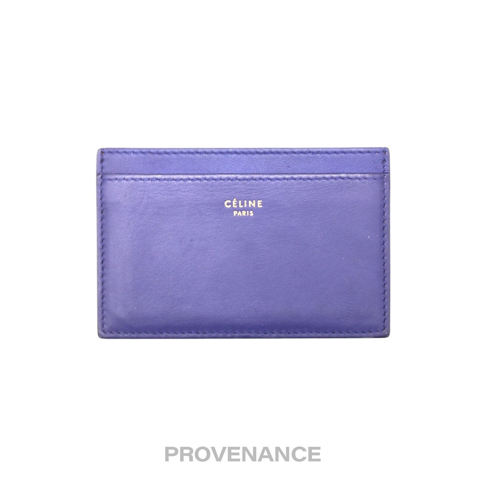 Celine 🔴 Celine Logo Card Holder Wallet - Two-Tone Blue Tan Size ONE SIZE - 1 Thumbnail