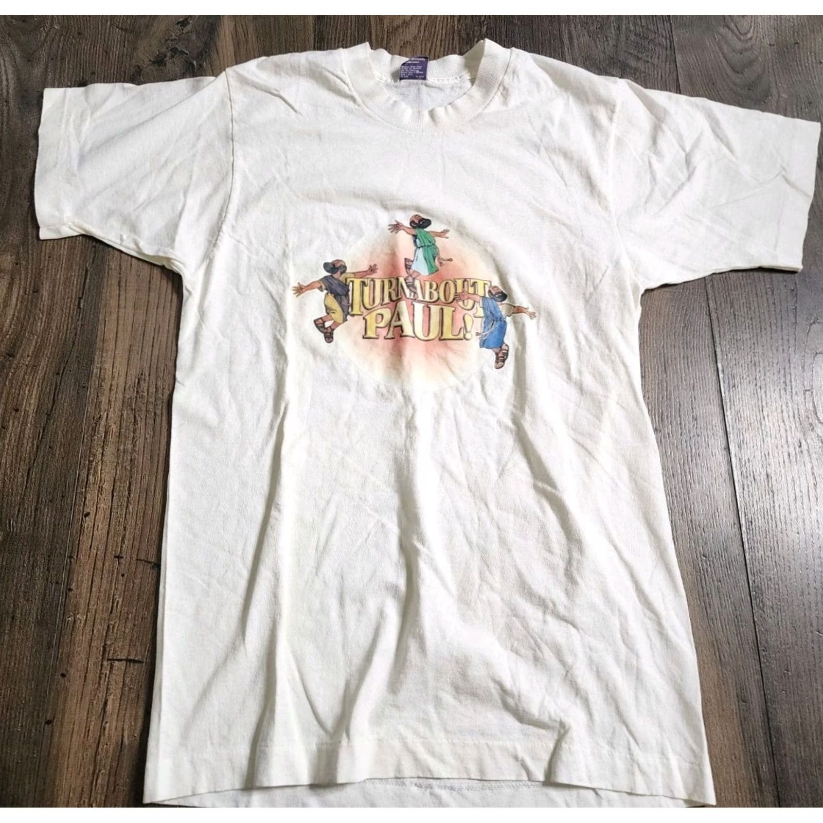 Vintage VINTAGE BVD T-Shirt Mens L Turnabout Paul Bible Story White Cotton Short Sleeve Crew Neck 1980s Liberty Meadows Cartoon Classics Mens Size US L / EU 52-54 / 3 - 6 Thumbnail