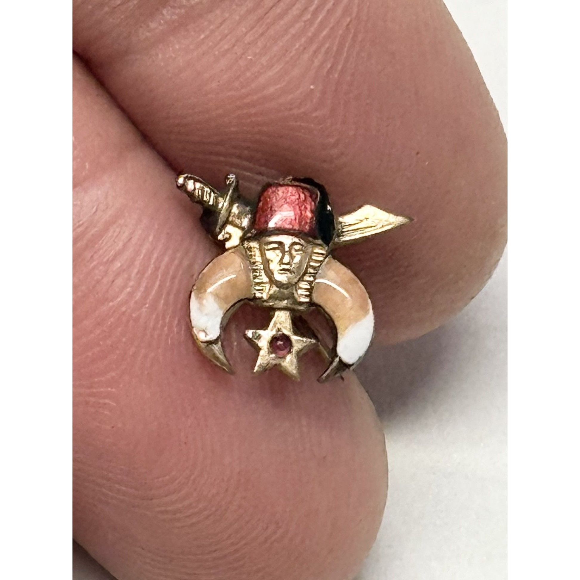 Vintage 10 kt Gold Estate Masonic Enamel Jewel Pin Size ONE SIZE - 3 Thumbnail