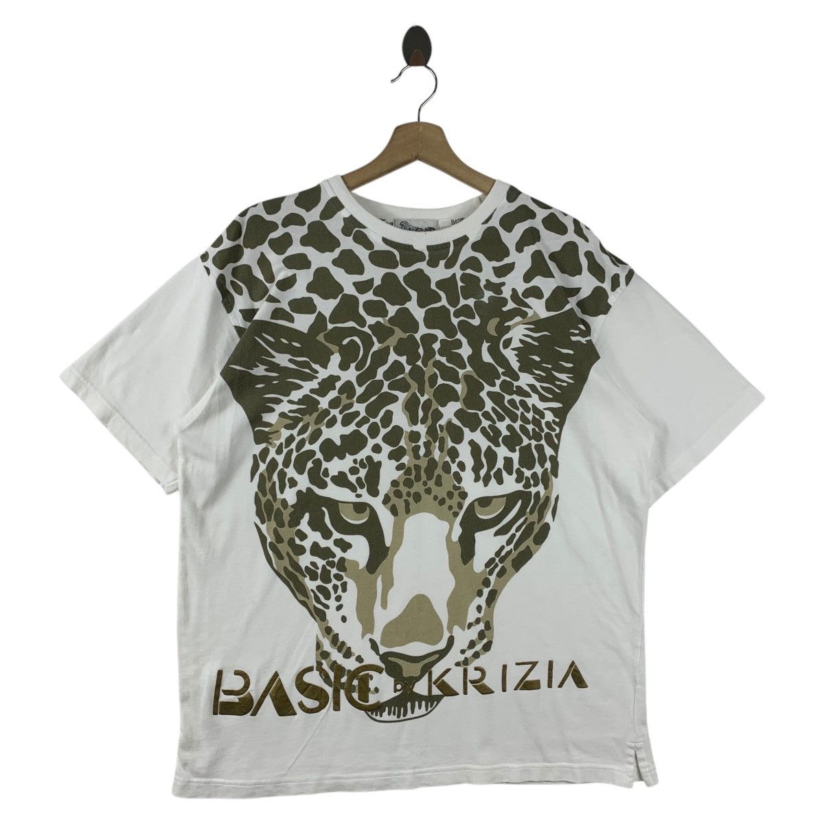 Designer × Krizia Uomo × Vintage Vintage 90s BASIC By KRIZIA Leopard printed big tee Size US L / EU 52-54 / 3 - 1 Thumbnail