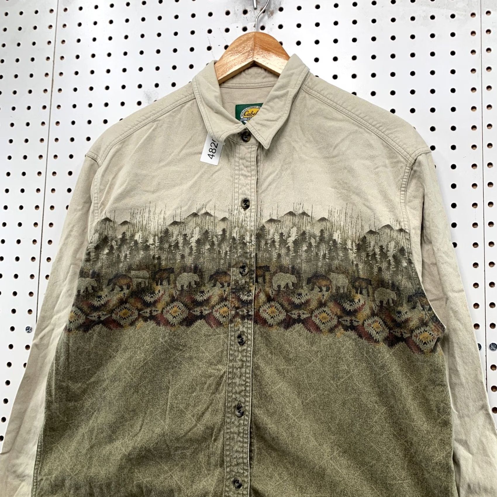 Vintage Cabela's Button Down Shirt Womens Large Beige Aztex Nature Long Sleeve Shirt womens L Beige Aztec Nature Button-Up Men/Women Not specified Size L / US 10 / IT 46 - 6 Thumbnail