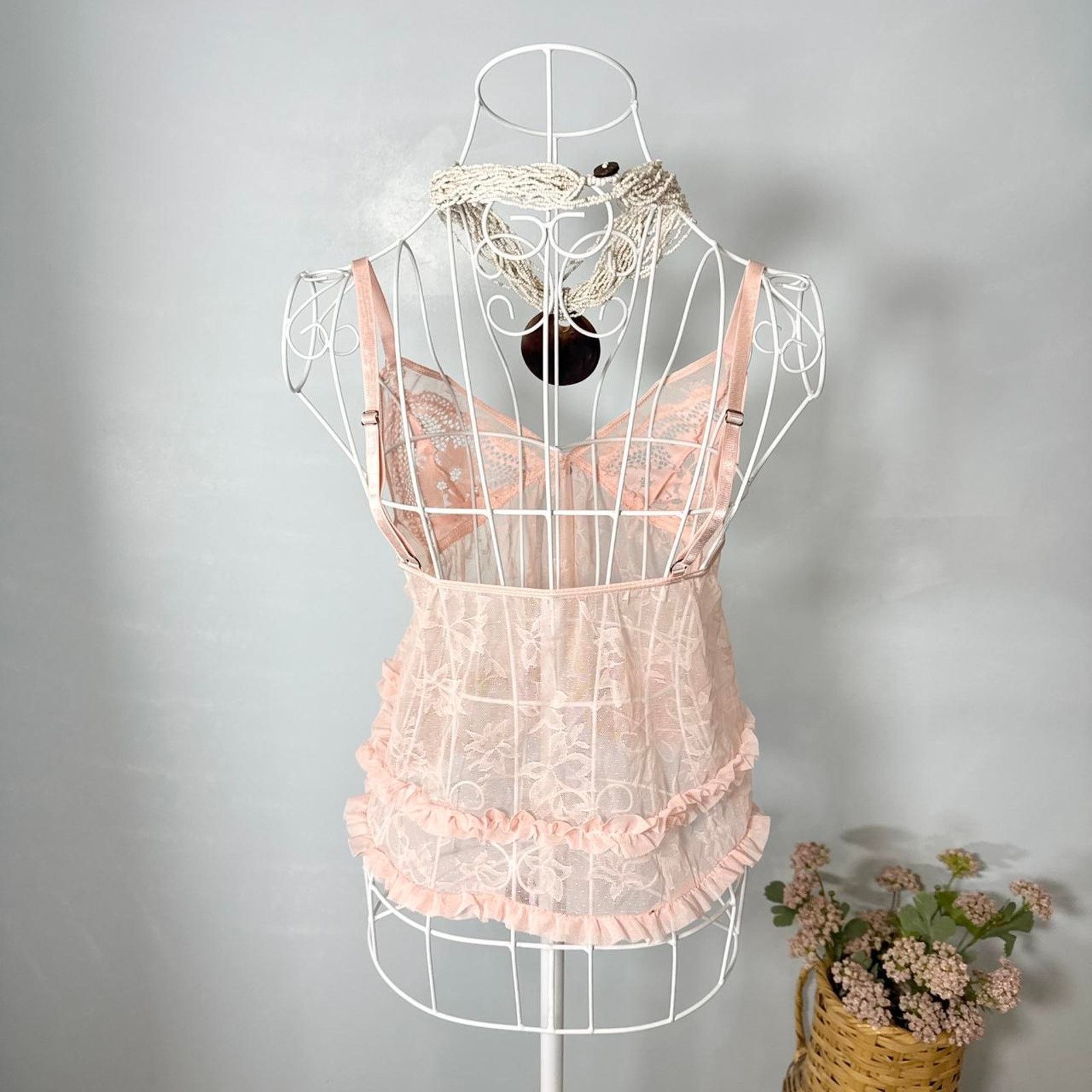 Other Gorgeous baby pink lace vintage y2k ruffle babydoll slip top Size S / US 4 / IT 40 - 5 Thumbnail