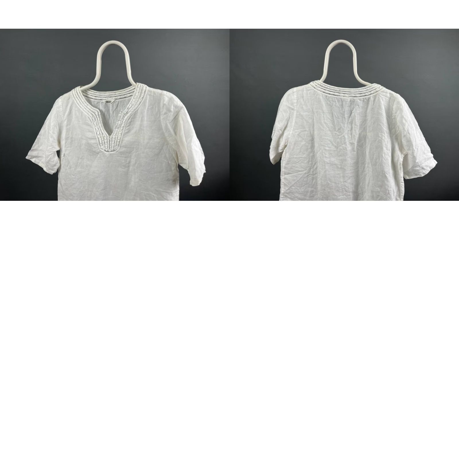Vintage Toast Blouse Shirt Womens Size 14 White Linen Short Sleeve V-Neck Pullover Semi Sheer Casual Top Size XL / US 12-14 / IT 48-50 - 8 Thumbnail