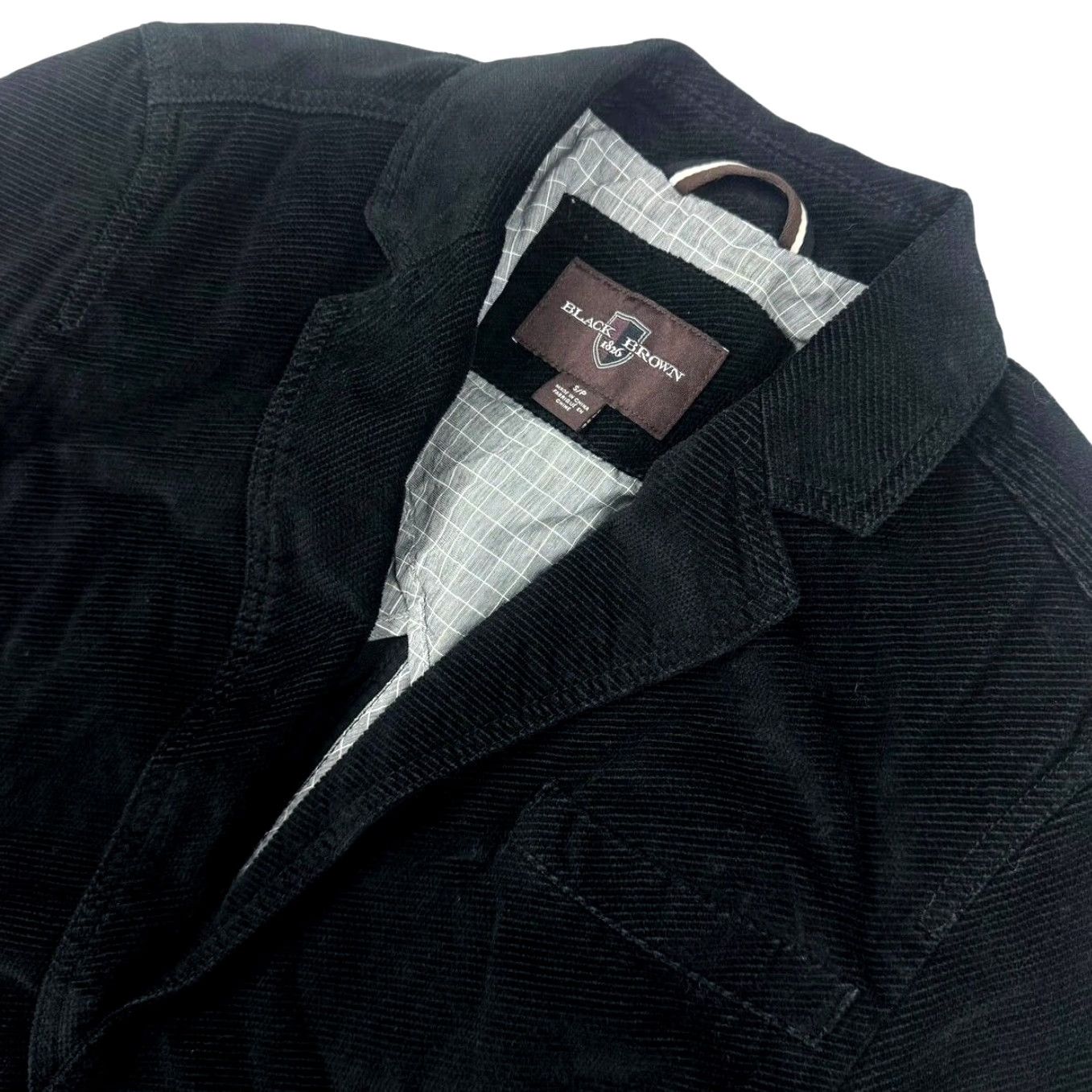 Vintage Black Brown Jack Blazer 2-Button Men's Small 100% Cotton Black Jacket Coat Shirt? Size 36R - 2 Thumbnail