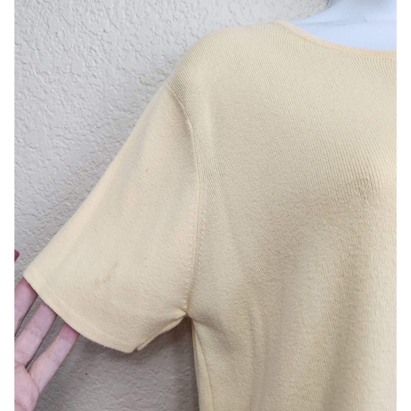 Other Draper's & Damon's Yellow Tight Knit Round Neck Top PL Soft Size L / US 10 / IT 46 - 2 Thumbnail