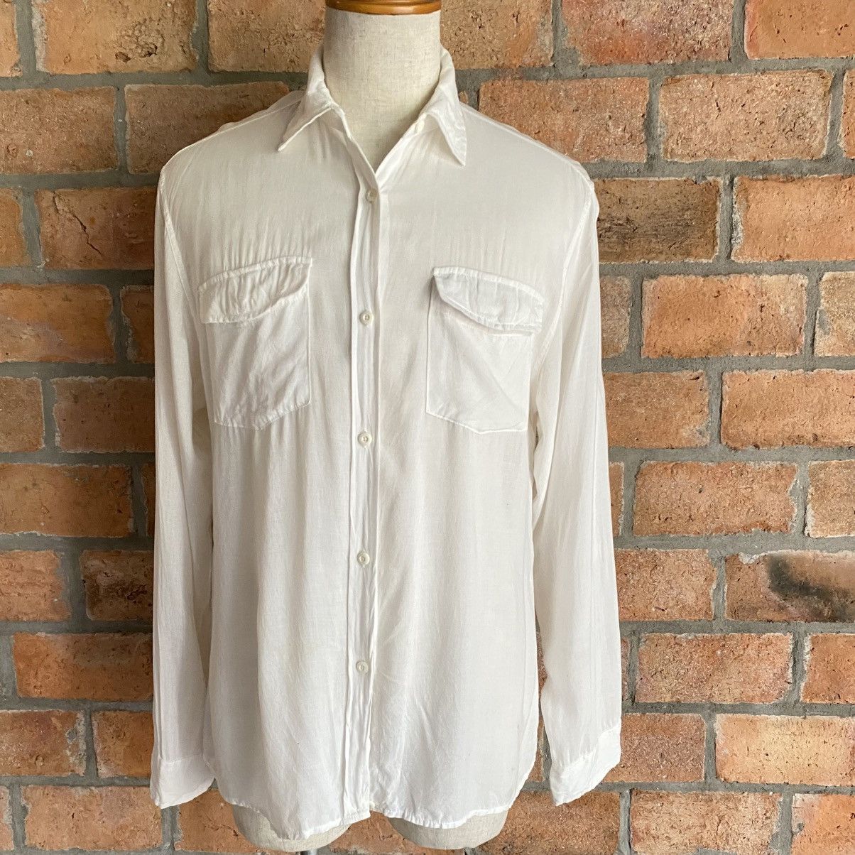 Japanese Brand G.O.A White Soft Pocket Shirt Size ONE SIZE - 18 Thumbnail