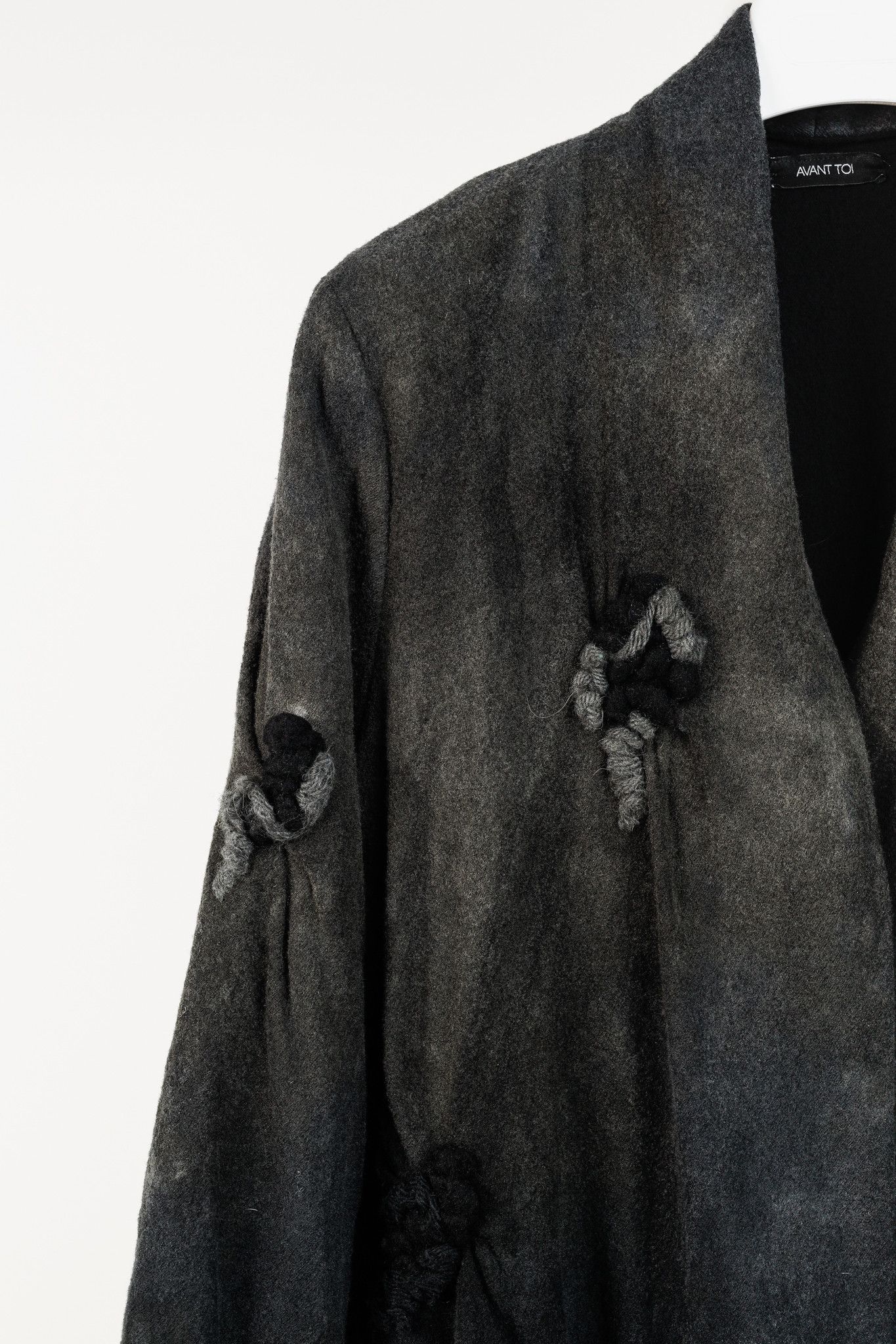 Avant Toi Avant Toi Charcoal & Green Embroidered Virgin-Wool Coat Size L / US 10 / IT 46 - 5 Thumbnail